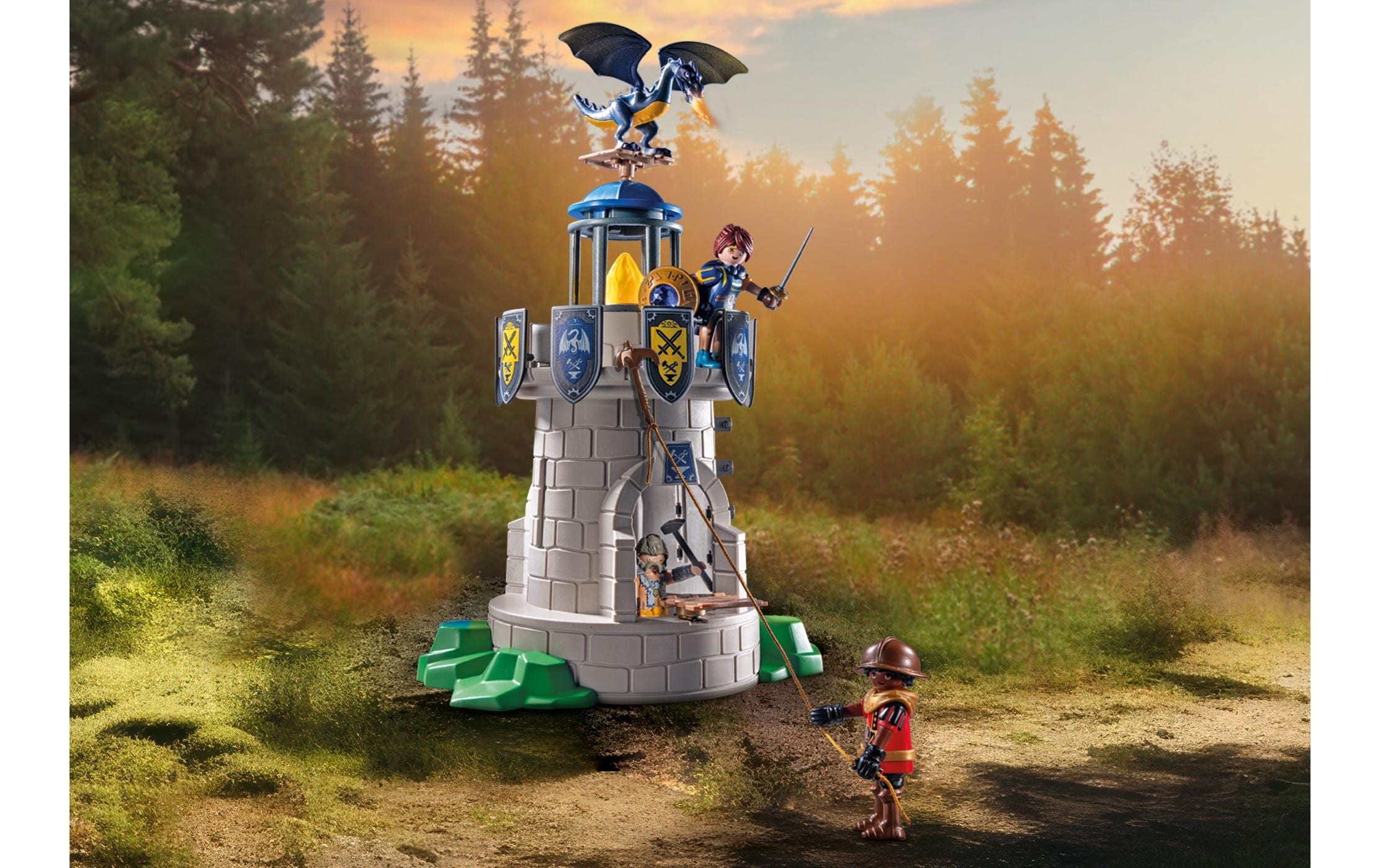 Playmobil® Spielbausteine »Novelmore Ritterturm mit Schmied und Drache 71483«, (89 St.)
