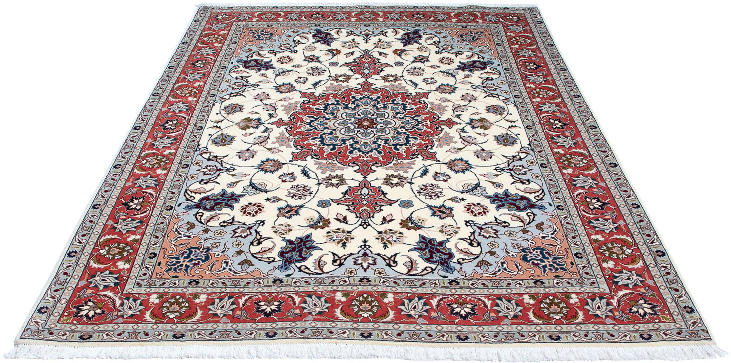 Image of morgenland Orientteppich »Perser - Täbriz - Royal - 205 x 150 cm - beige«, rechteckig, 7 mm Höhe, Wohnzimmer, Handgeknüpft, Einzelstück mit Zertifikat bei Ackermann Versand Schweiz
