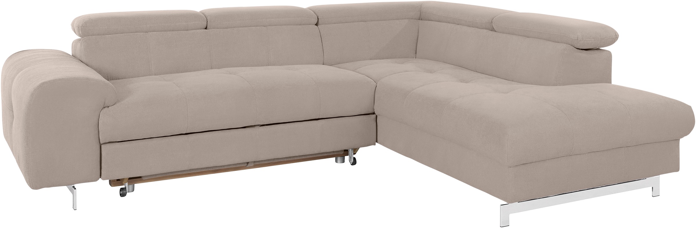 COTTA Ecksofa »Chef L-Form«, mit Kopfteilverstellung, edle Metallkufen, wahlweise mit Bettfunktion