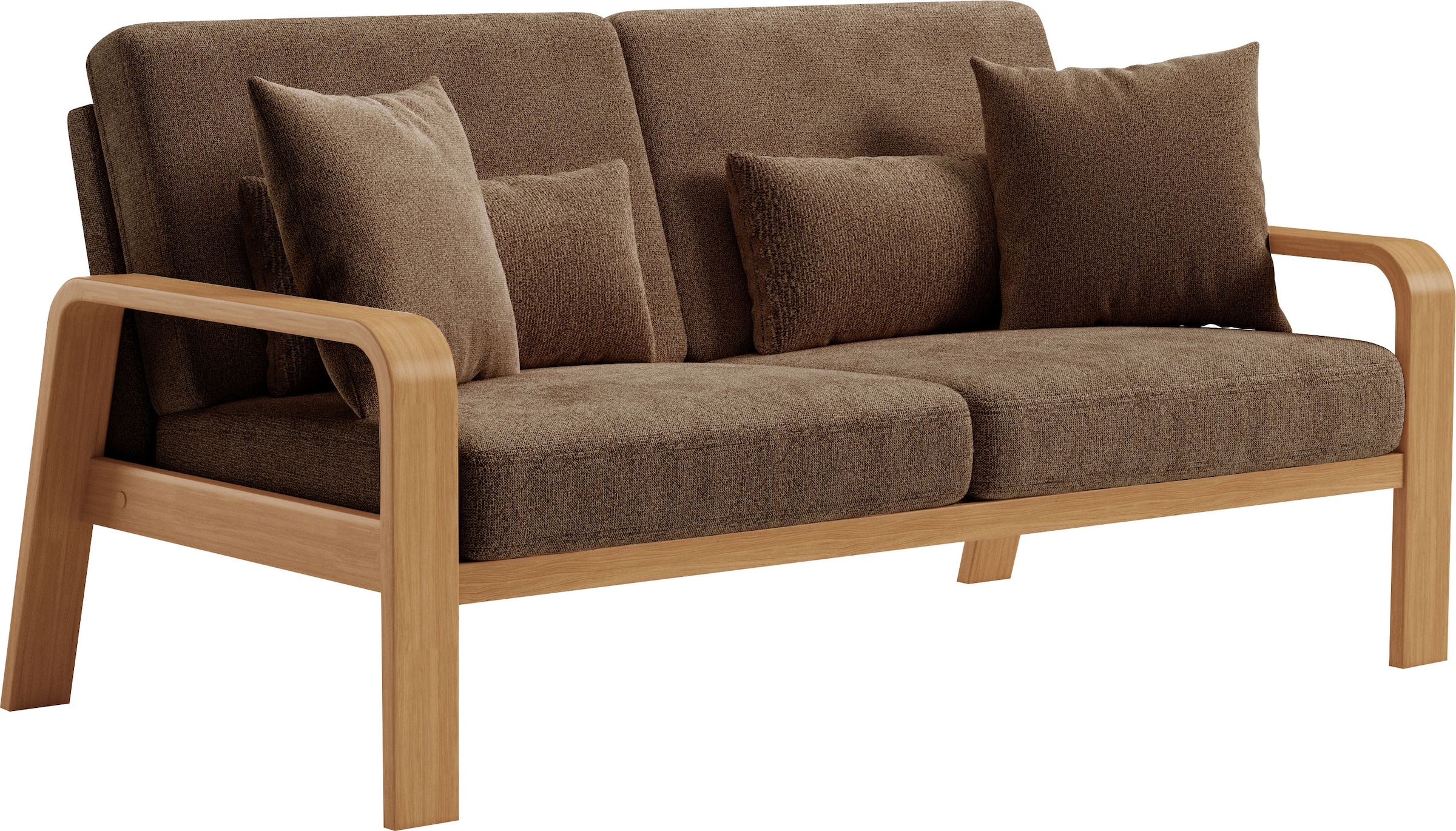 sit&more 2,5-Sitzer »Kolding«, Armlehnen aus eichefarbigem Buchenholz, verschiedene Bezüge und Farben