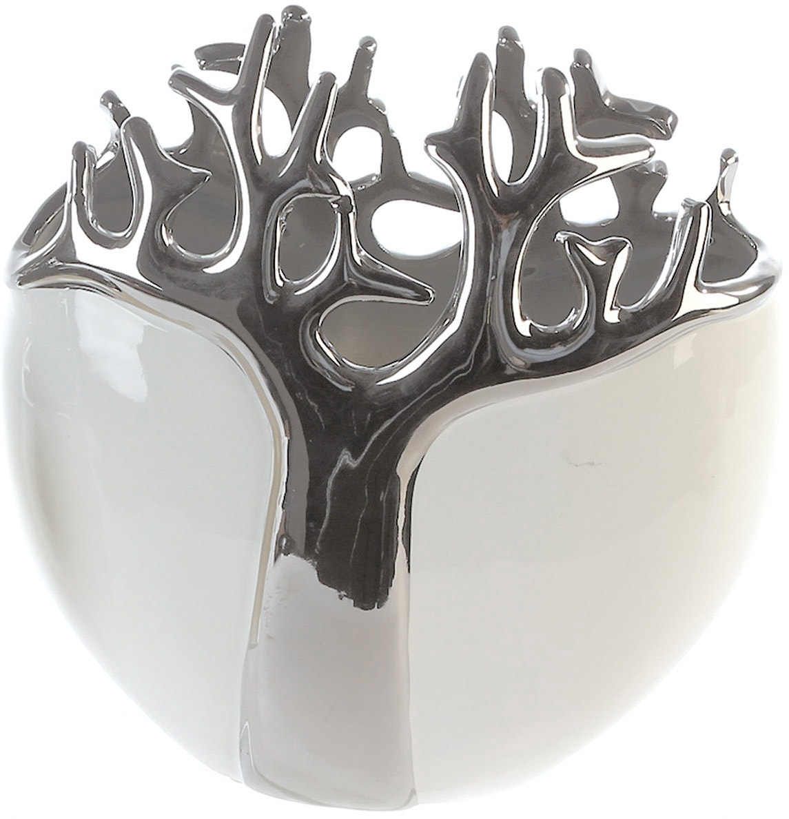 Image of GILDE Dekovase "Tree" Keramik, Baum-Design, 21 cm hoch