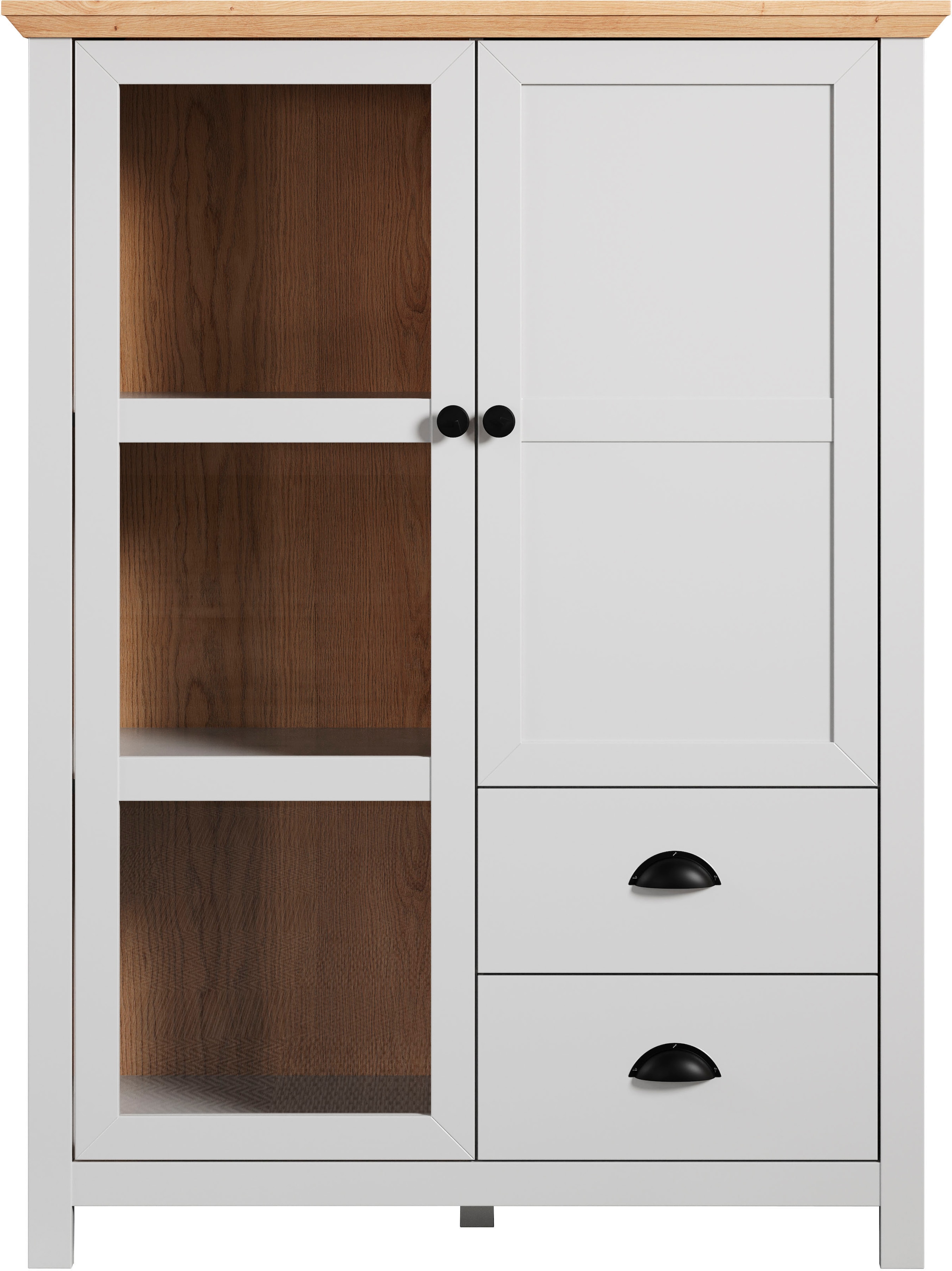 Highboard »Herzwill«, Breite 97 cm, Höhe 130 cm, Stauraum, Türen und Korpus, mattes Grau