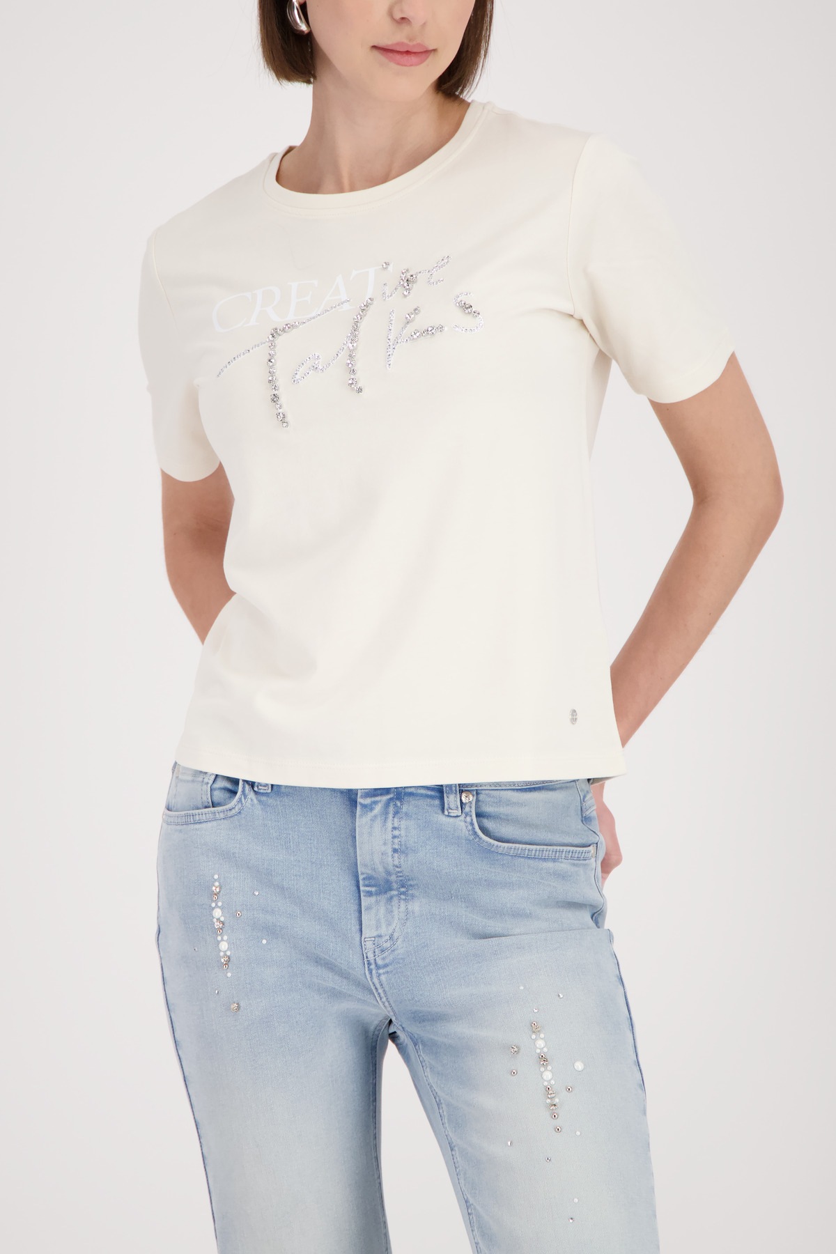 Image of Monari T-Shirt "Shirt Schmuckschrift" Regular fit mit Schmuckschrift