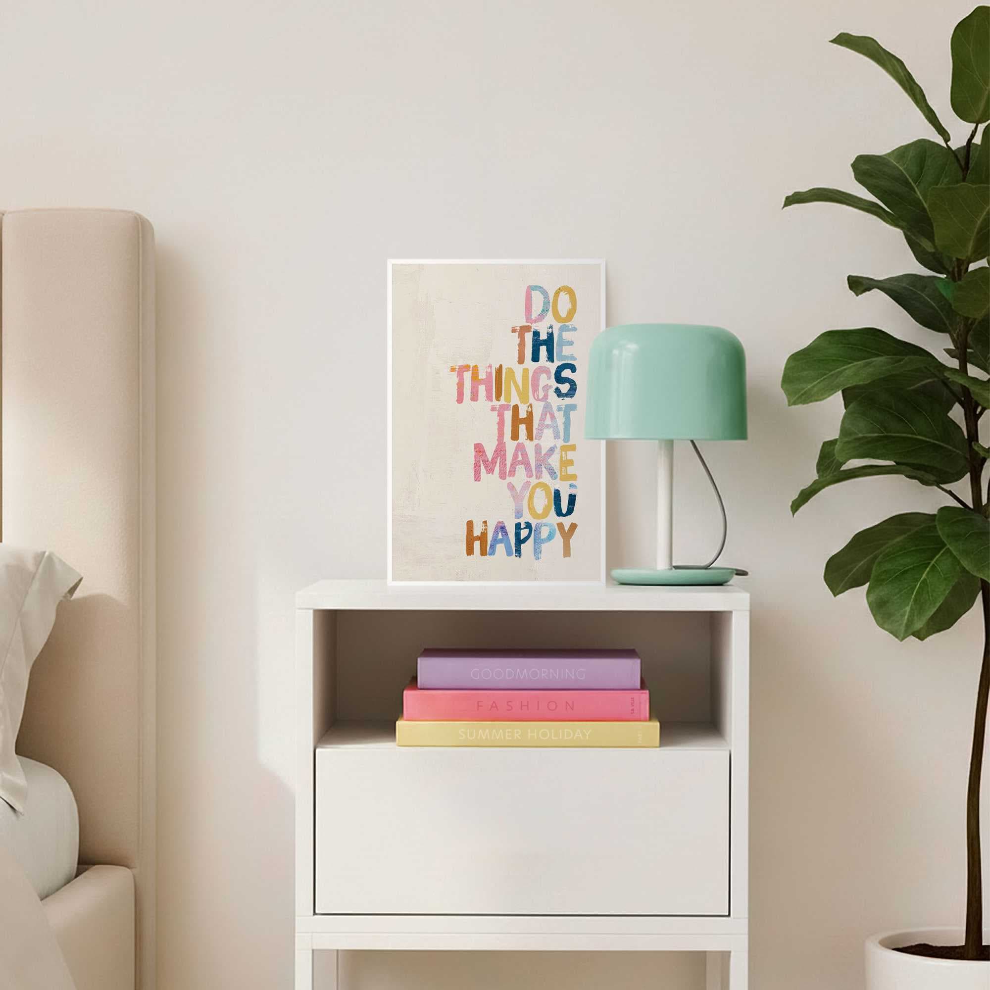 Image of Reinders Bild mit Rahmen "Wähle dein Glück" Schriftzüge 1 Stk. tlg. Wohnzimmer - Beige - Papier,MDF - Sprüche - 20x30 cm