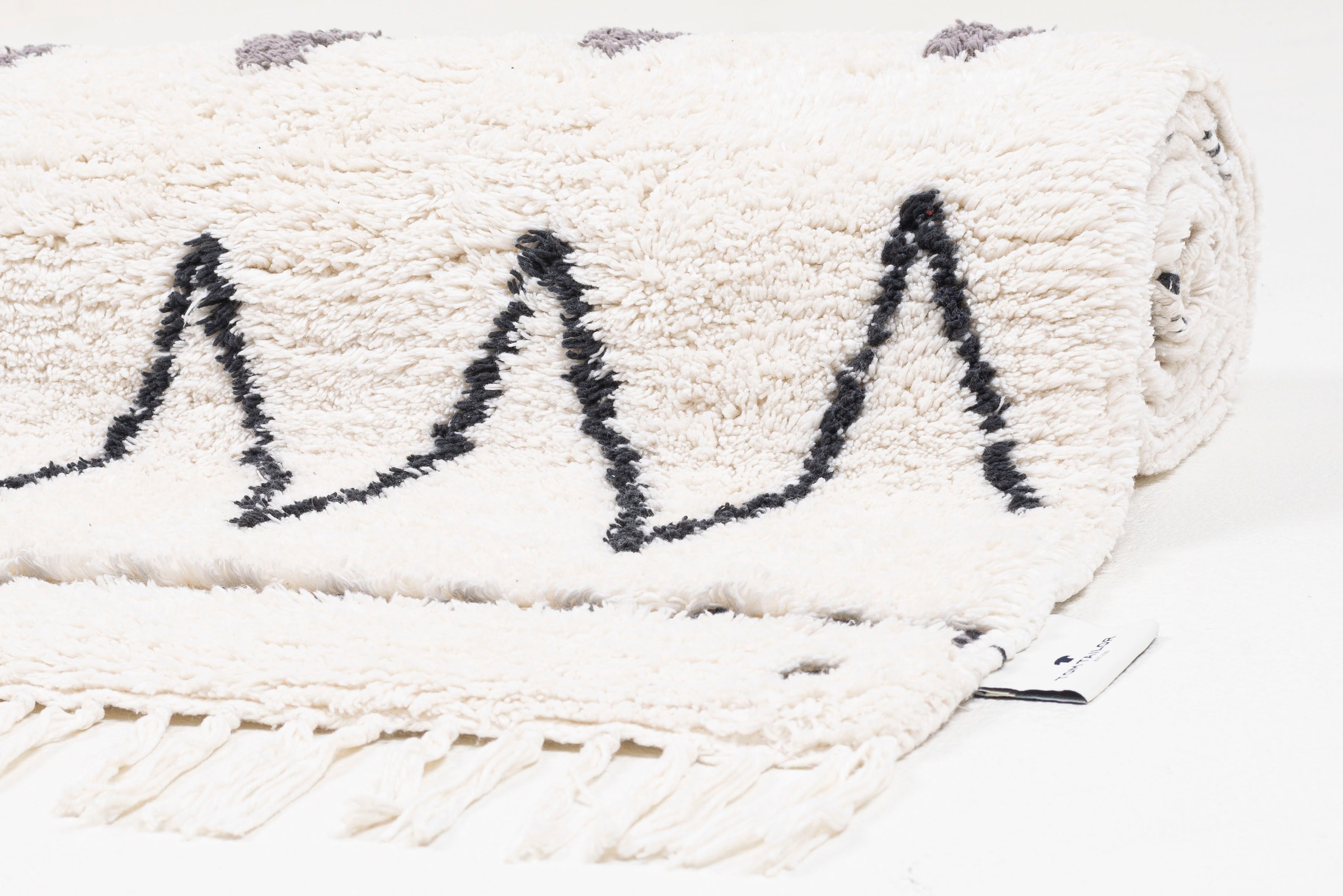 TOM TAILOR HOME Badematte »Ethno Bath«, fussbodenheizungsgeeignet, Badteppich, Berber Look, mit Fransen, ZickZack Muster, reine Baumwolle