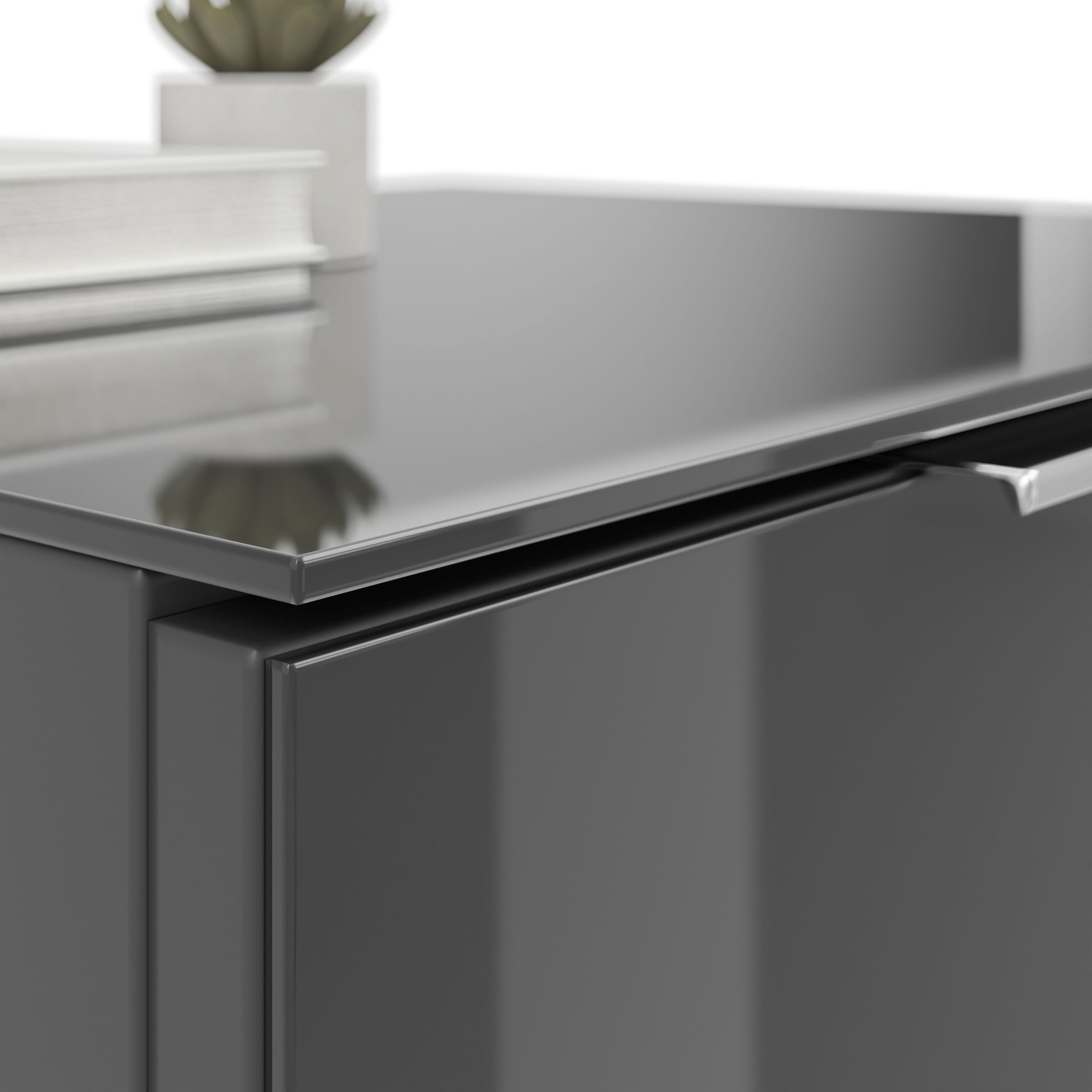 Manjana Möbel Nachtkommode »Nachtkommode mit Chrom oder Schwarz matten Metallgriffen«