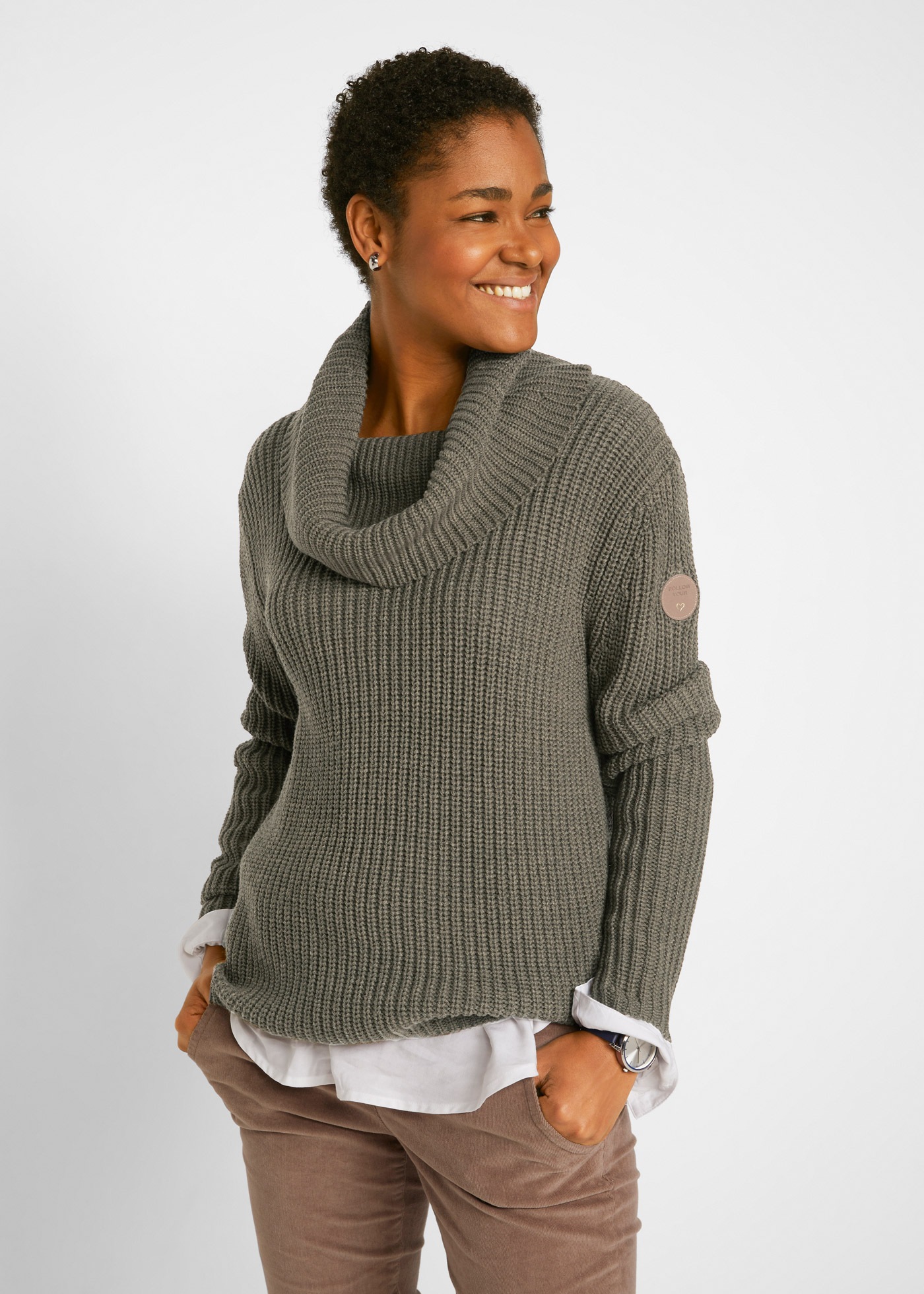 Image of bonprix Strickpullover aus Polyester und Polyacryl, weiter Rollkragen, für den Alltag