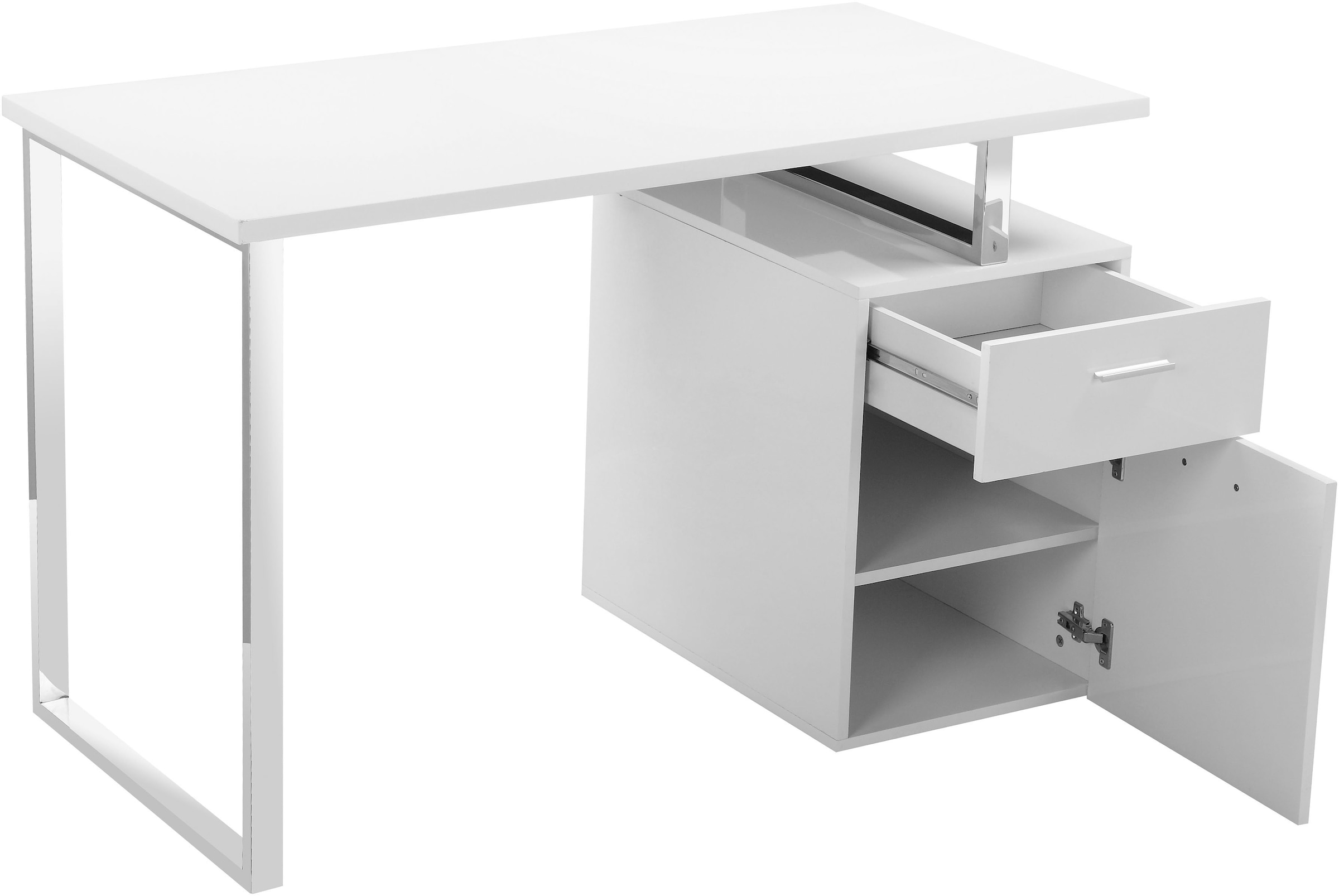 Schreibtisch »FJUS, Hochglanz-Optik, mit Metallkufe, 1 Schublade und Tür«, Breite 120...