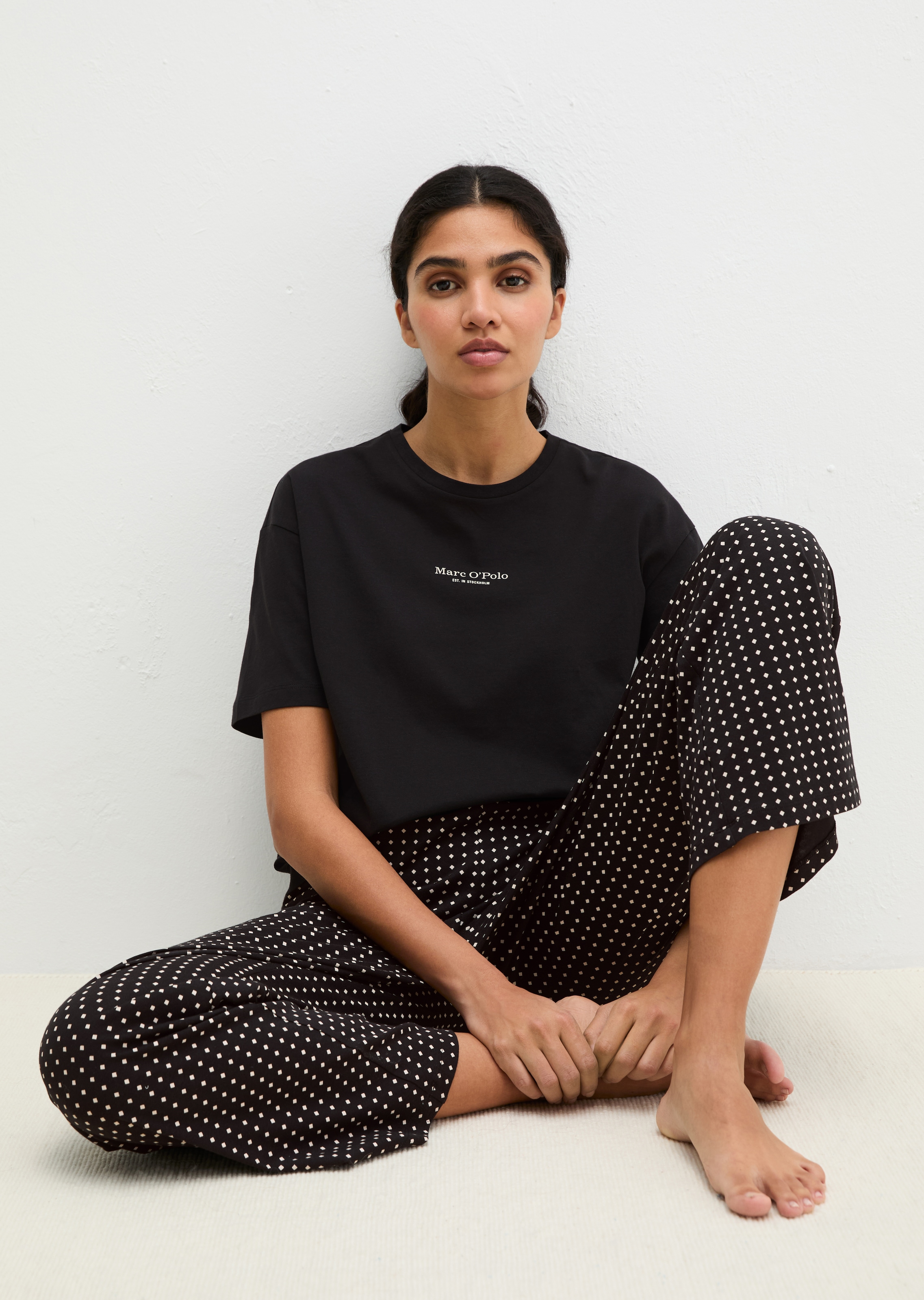 Marc O'Polo Pyjama »Mix N Match Cotton« 2 tlg. Shirt mit kurzem Arm, Hose gepunktet