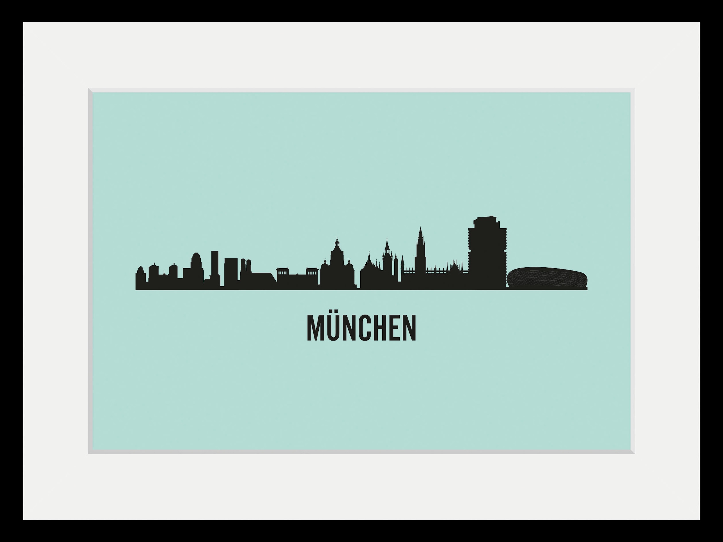 queence Image »München Skyline« 1 cuis tlg. HD Premium Poster-Druck inkl. Holzrahmen