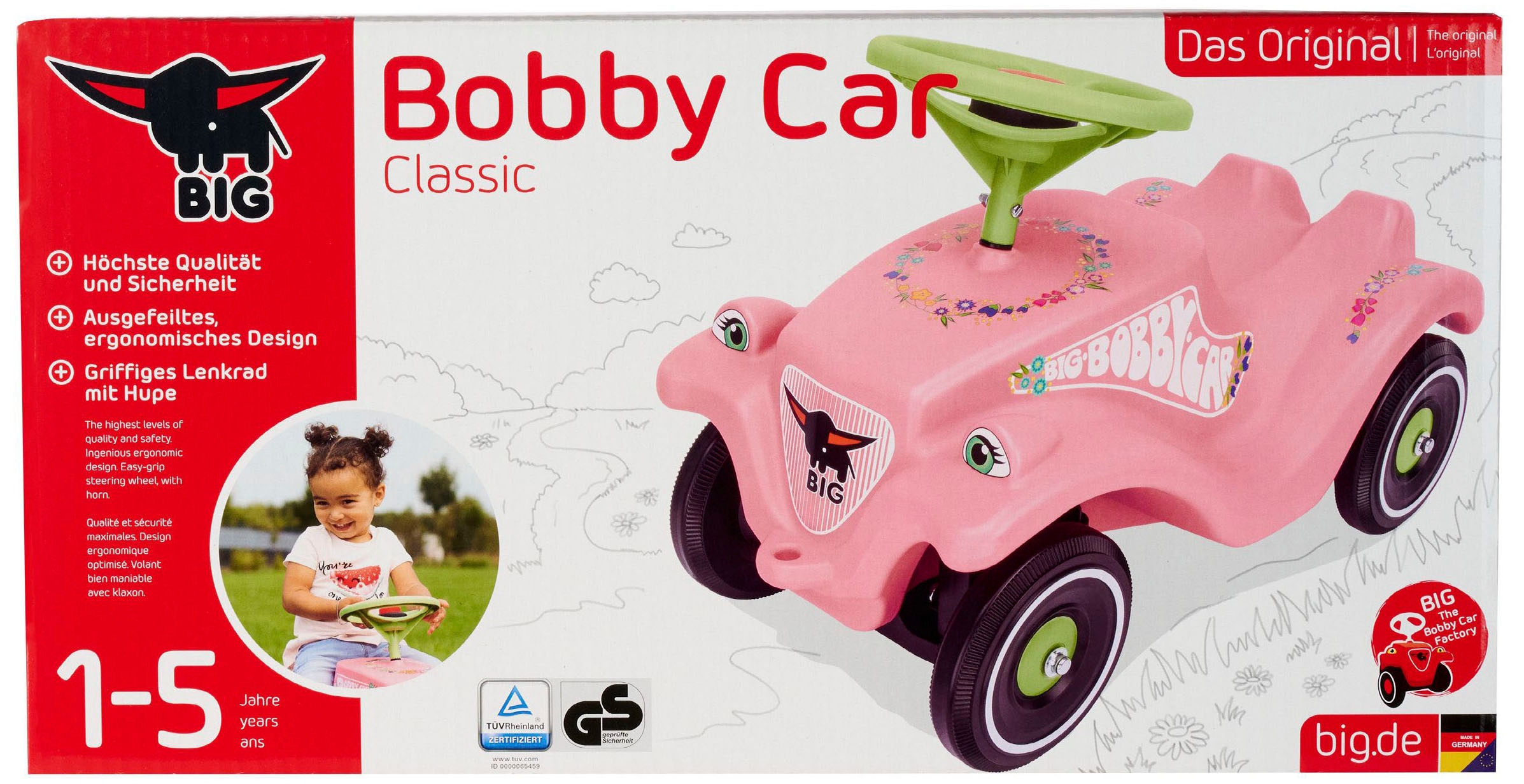 BIG Rutscherauto »BIG Bobby Car Classic Flower«, Made in Germany