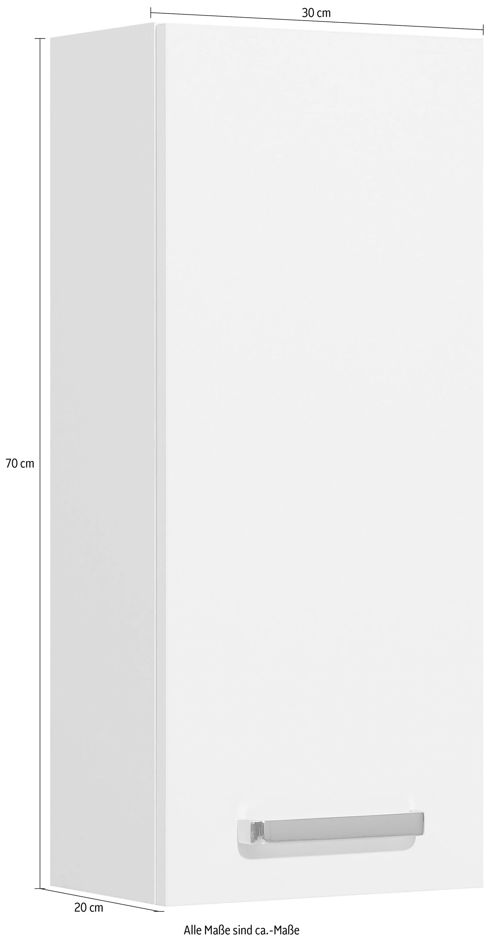 Saphir Hängeschrank »Quickset Wand-Badschrank 25 cm breit mit 1 Tür und 2 Einlegeböden« Badezimmer-Hängeschrank inkl. Türdämpfer, Griffe in Chrom Glanz
