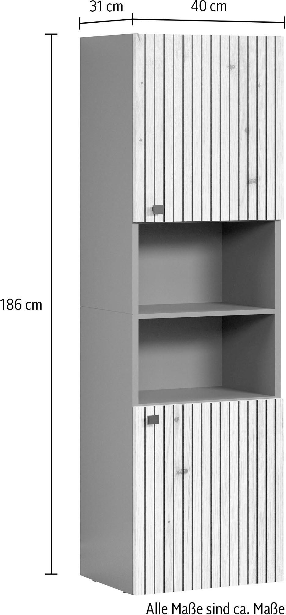 welltime Armoire haute »Amrum« Badezimmerschrank mit und ohne Schublade - (B/T/H) 40-70/31/186 cm