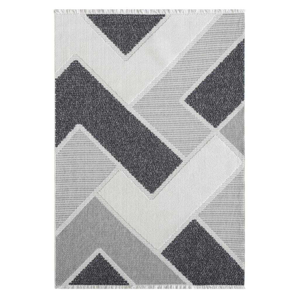 Carpet City Tapis »LINDO 8877« Rectangulaire 11 mm Höhe Kurzflor, Hochtief-Muster/ 3D-Effekt, Fransen, Boho-Stil, Wohnzimmer