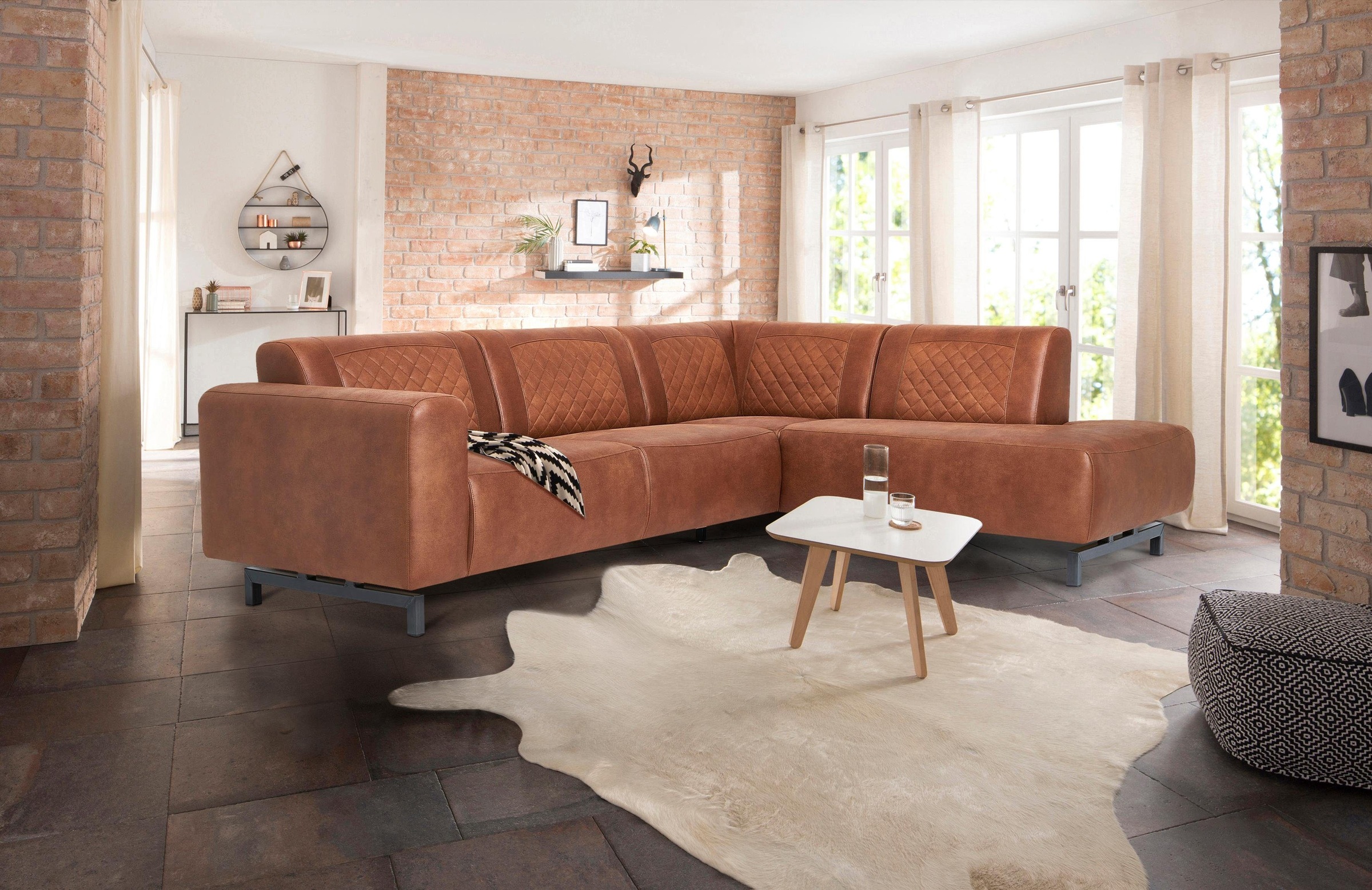 Image of Premium collection by Home affaire Ecksofa »Avila«, in Lederoptik und Metall Füssen bei Ackermann Versand Schweiz