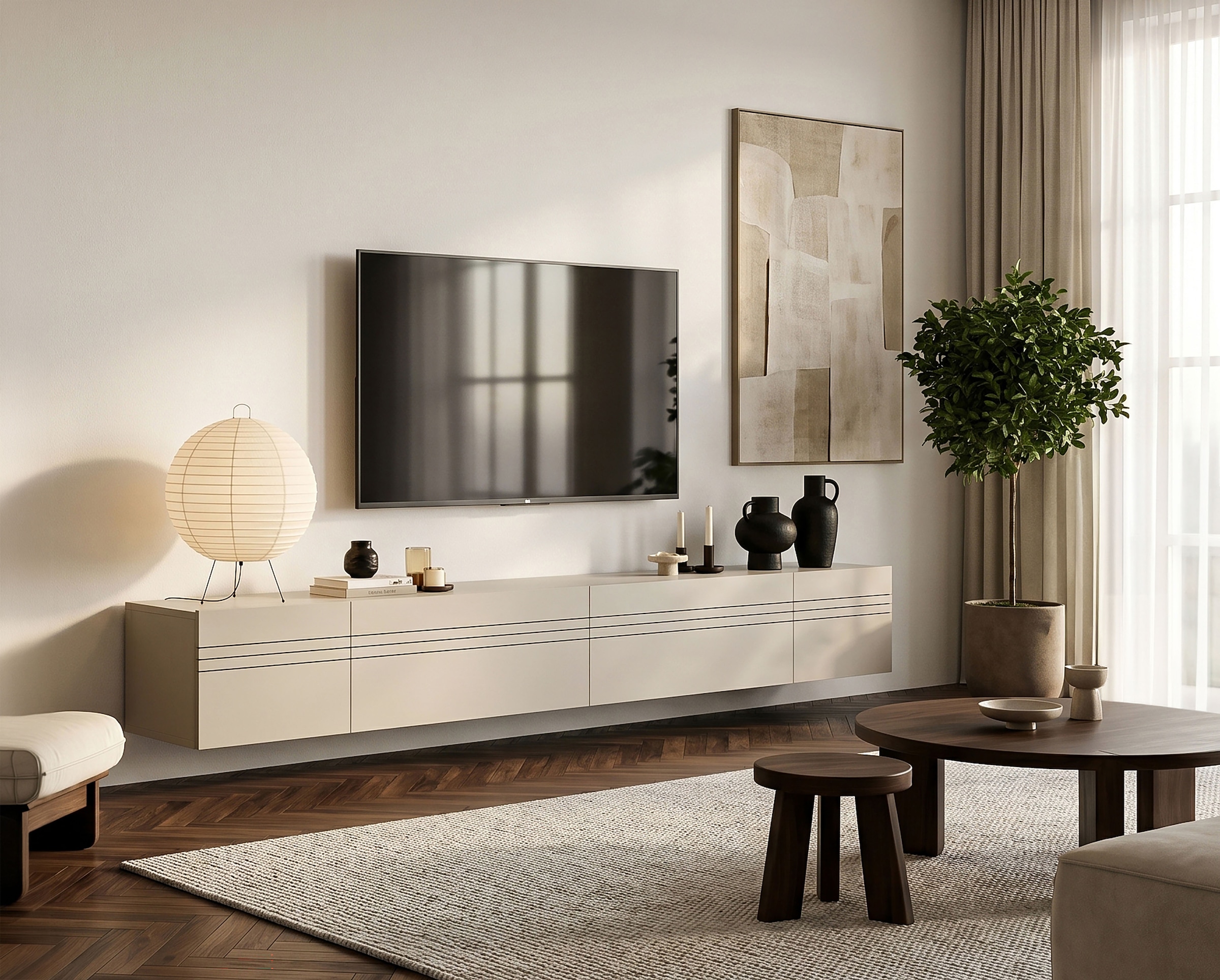 Image of GOODproduct Lowboard "SPIAGGIA, 4-teiliges Set, Breite 270cm, stehend & hängend montierbar" TV-Möbel, TV-Schrank, TV-Lowboard, Mediaboard