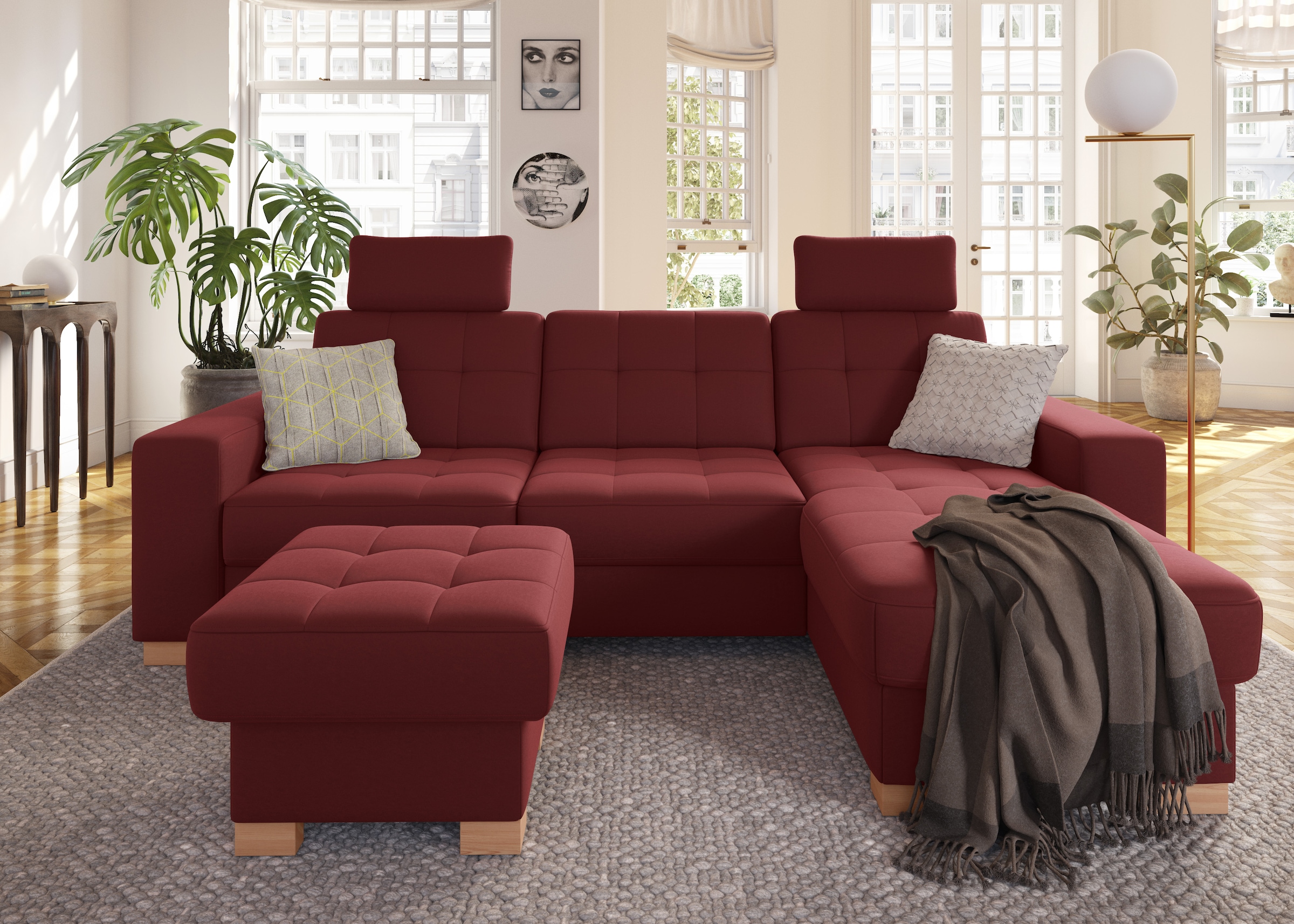 sit&more Ecksofa »Quincy L-Form«, wahlweise mit Bettfunktion und Bettkasten