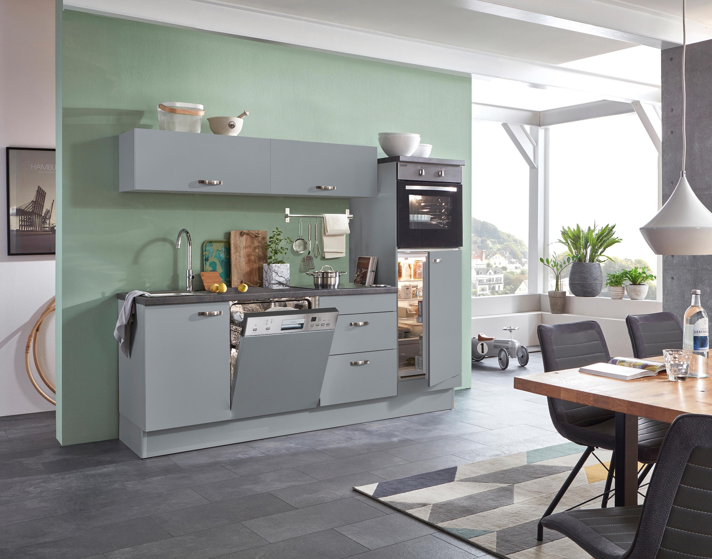 KOCHSTATION Küchenzeile »KS-Cara« mit Vollauszügen und Soft-Close-Funktion,  Breite 240 cm