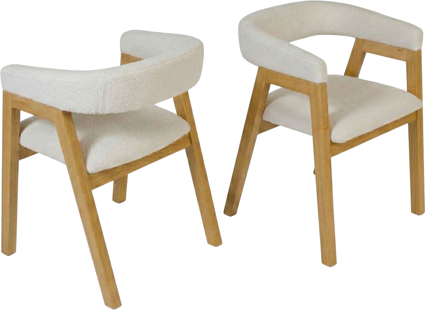 Image of Jahnke Armlehnstuhl "BOW SIT DUO" (Set) Esszimmerstuhl (2er Set), Massivholz, Boucle-Stoff,bis 110kg belastbar
