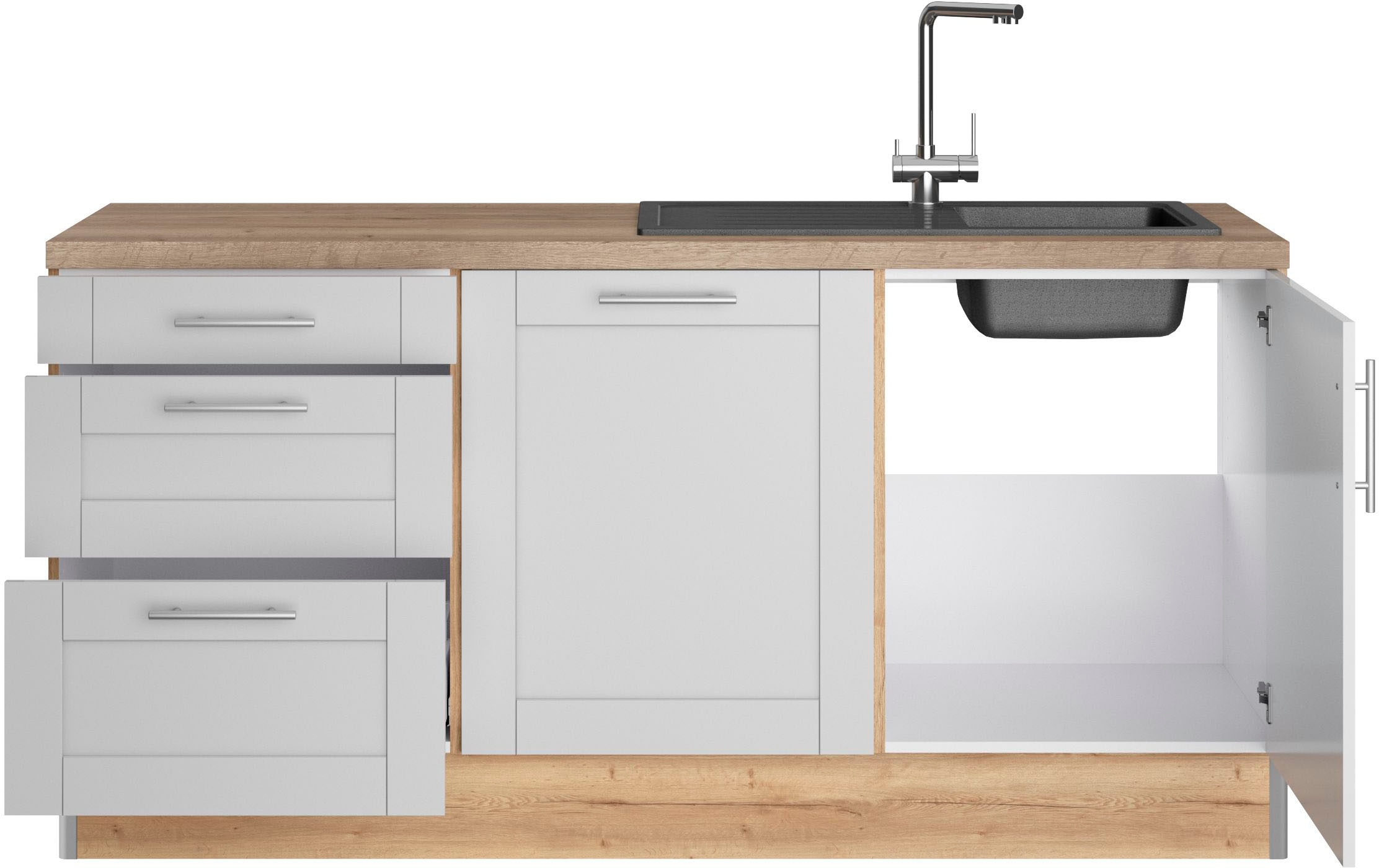 KOCHSTATION Küche »KS-Ahus«, 180 cm breit, wahlw.mit E-Geräten, Soft Close Funktion, MDF Fronten