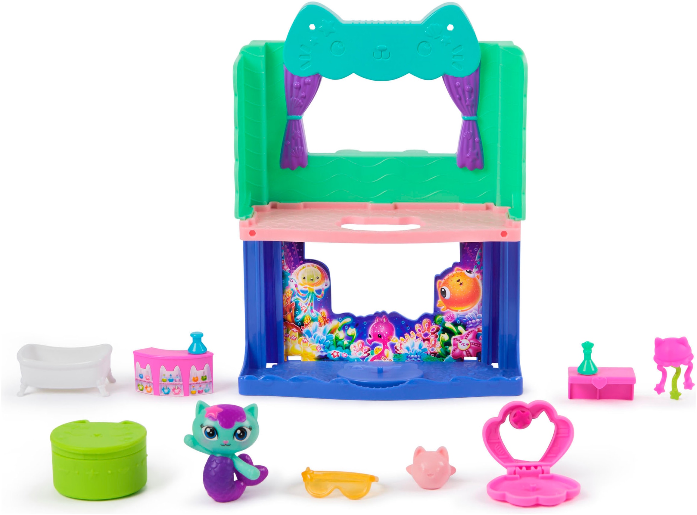 Spin Master Monde de jeu »Gabby’s Dollhouse: Der Film – Portal Raum Spa-tastisches Badezimmer« von Meerkätzchen; mit Katzenfigur