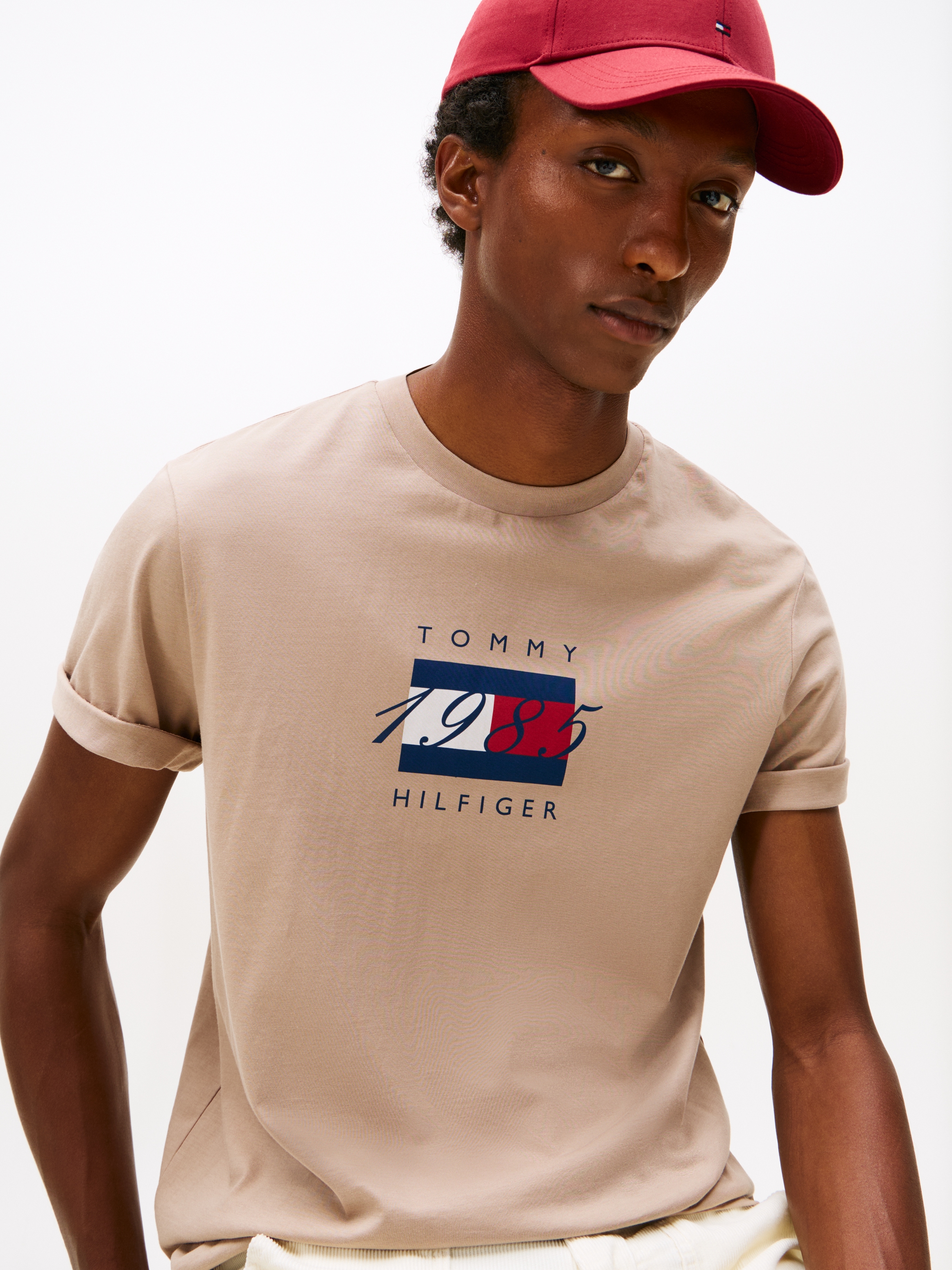 Tommy Hilfiger T-Shirt »LINEAR FLAG GRAPHIC«, Rundhals, regular fit, Jersey