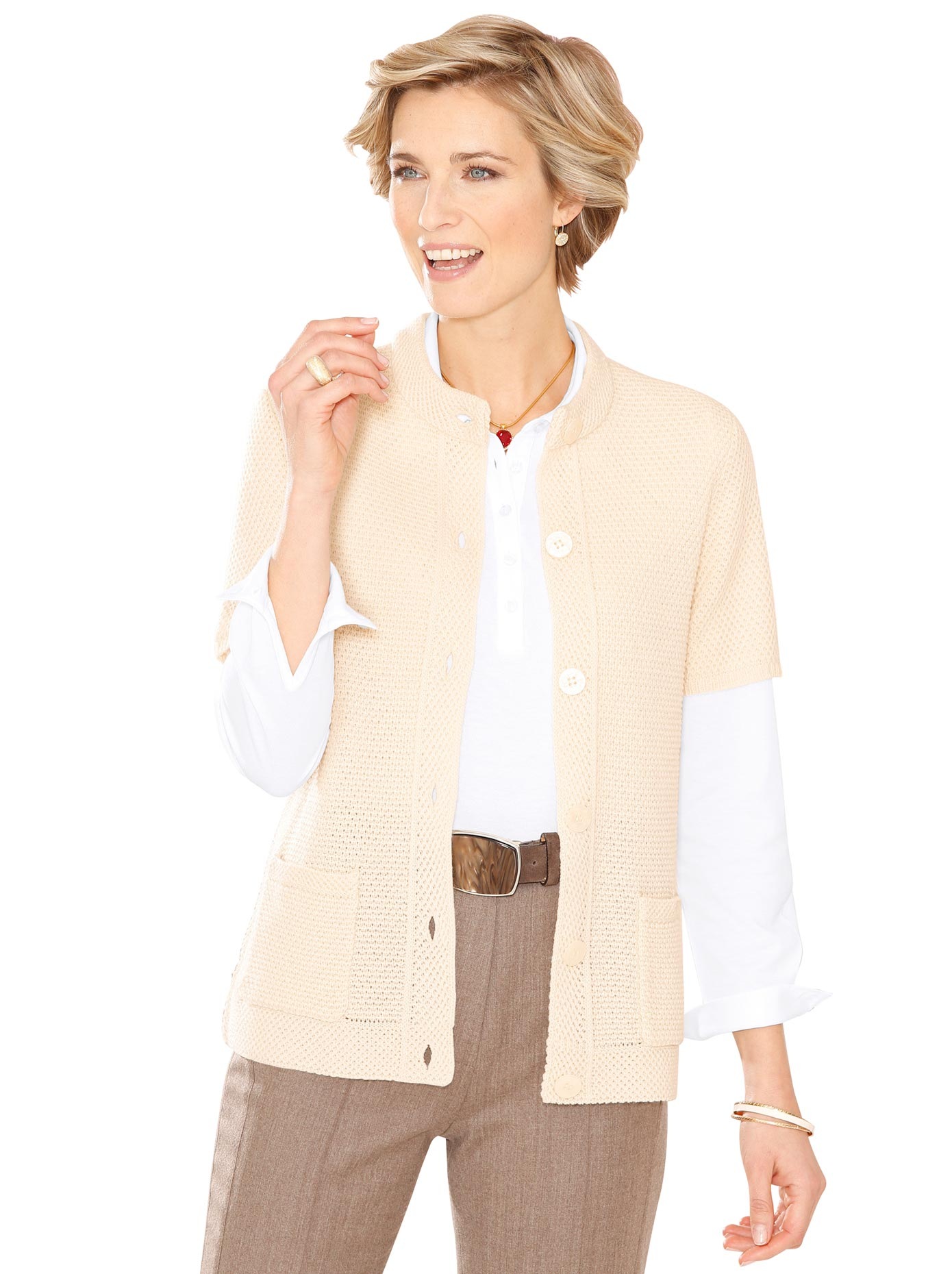 Strickjacke mit mit Merino-Wolle