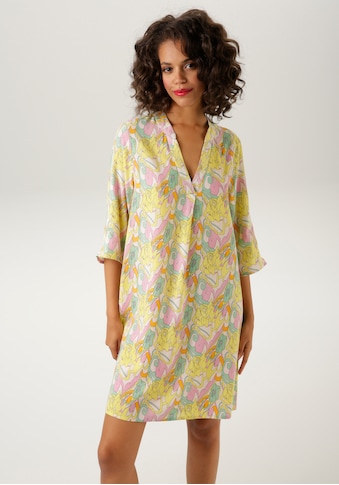 Sommerkleid, mit pastellfarbenen, graphischen Blumendruck - NEUE KOLLEKTION