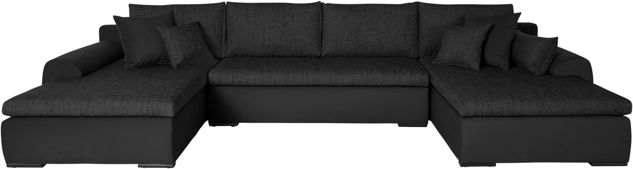 Home affaire Wohnlandschaft »Win U-Form, B: 366 cm - OTTO. Verlässliche Qualität.« Bettfunktion, Bettkasten & 5 Zierkissen