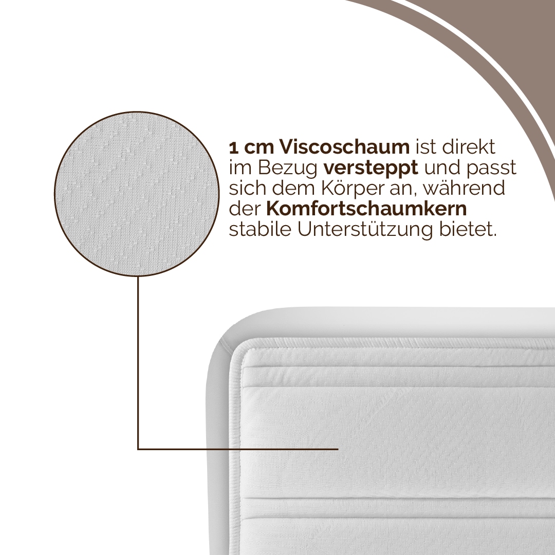 DI QUATTRO Matelas viscoélastique »Matratze Boxspringlook, integrierter Topper, in 90x200 cm erhältlich« 30 cm hoch Raumgewicht: 30 kg/m³ 1 cuis tlg. Matratze in 90x200 und 140x200 cm erhältlich, extrahohe Matratze