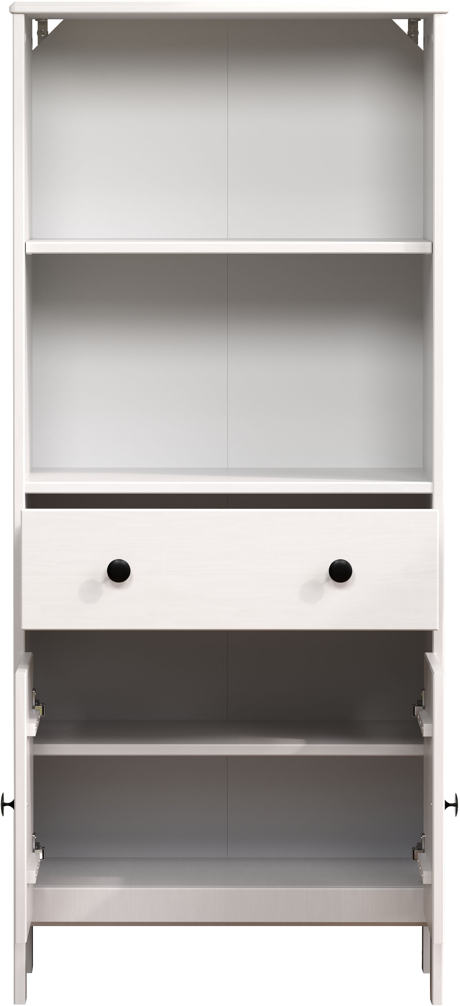 welltime Midischrank »Kall«, (1 St.), Breites Badregal aus Kiefer-Massivholz - Weiss oder Braun lackiert