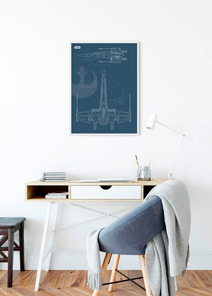 Komar Poster »Star Wars Blueprint X-Wing«, Star Wars, (1 St.), Kinderzimmer, Schlafzimmer, Wohnzimmer