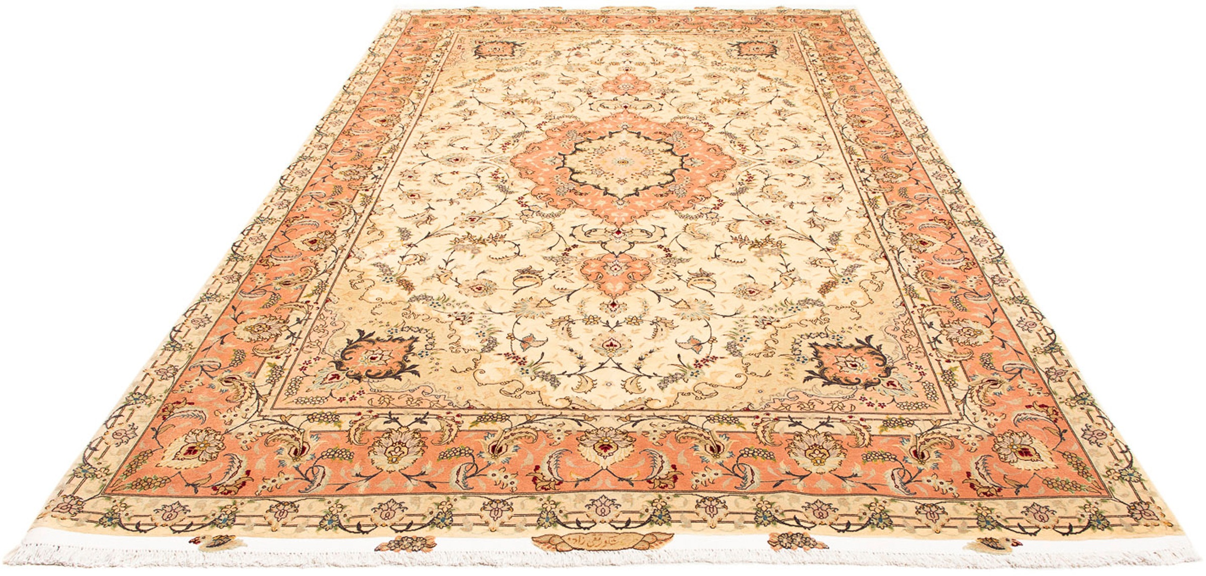 Image of morgenland Orientteppich »Perser - Täbriz - Royal - 302 x 196 cm - beige«, rechteckig, 7 mm Höhe, Wohnzimmer, Handgeknüpft, Einzelstück mit Zertifikat bei Ackermann Versand Schweiz