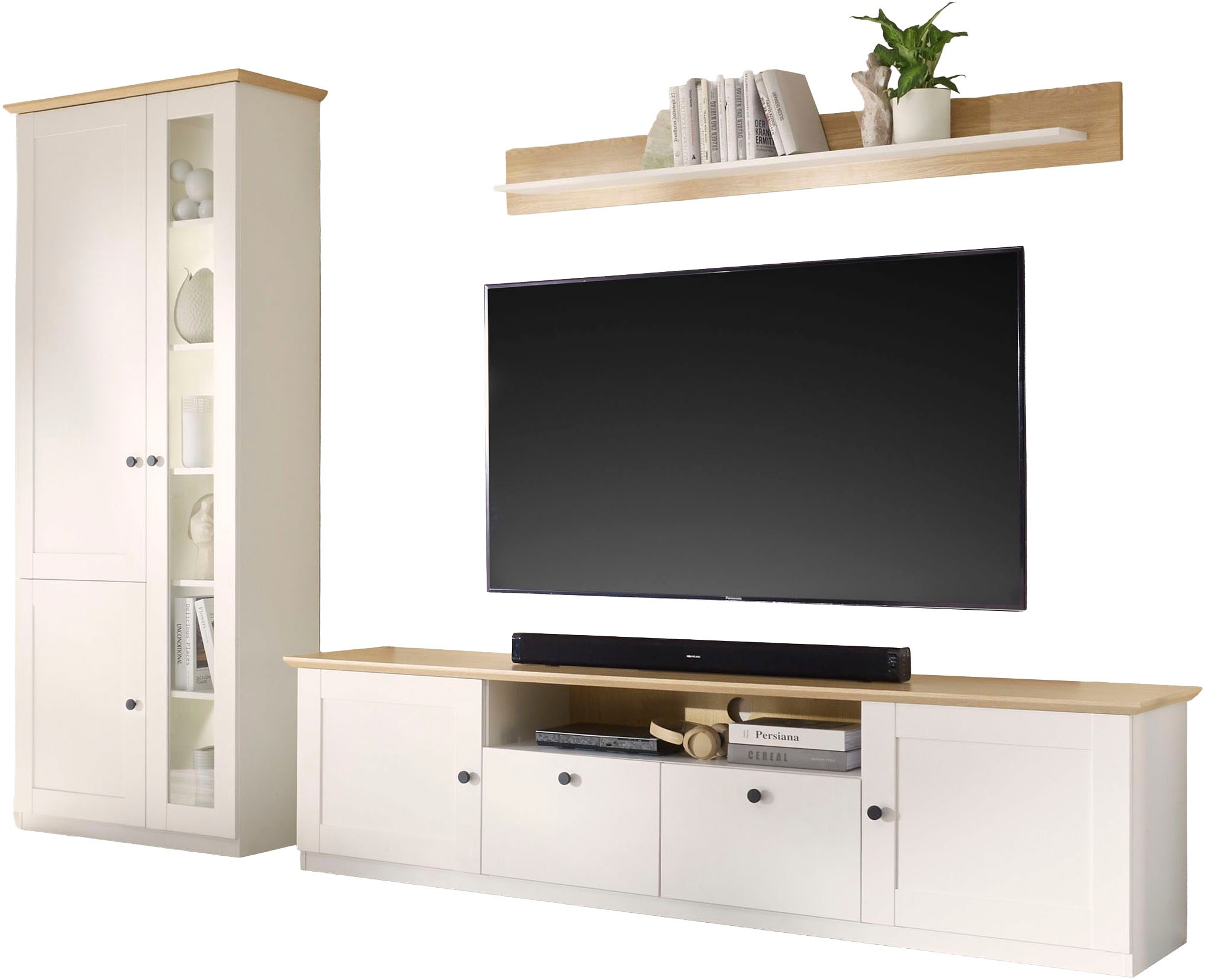 Image of GOODproduct Wohnwand "Brest, Anbauwand im Landhausstil, Komplettset, Wohnzimmer-Set" Set, 3 Stk. tlg.