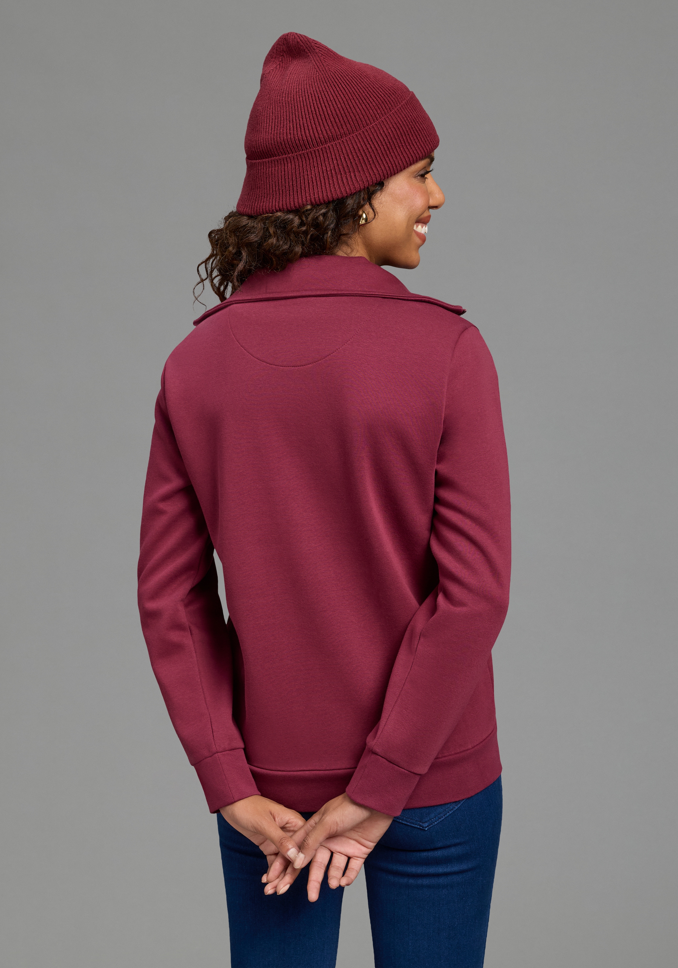 Ocean Sportswear Veste sweat avec col imprimé, en tissu sweat douillet, avec poches fendues
