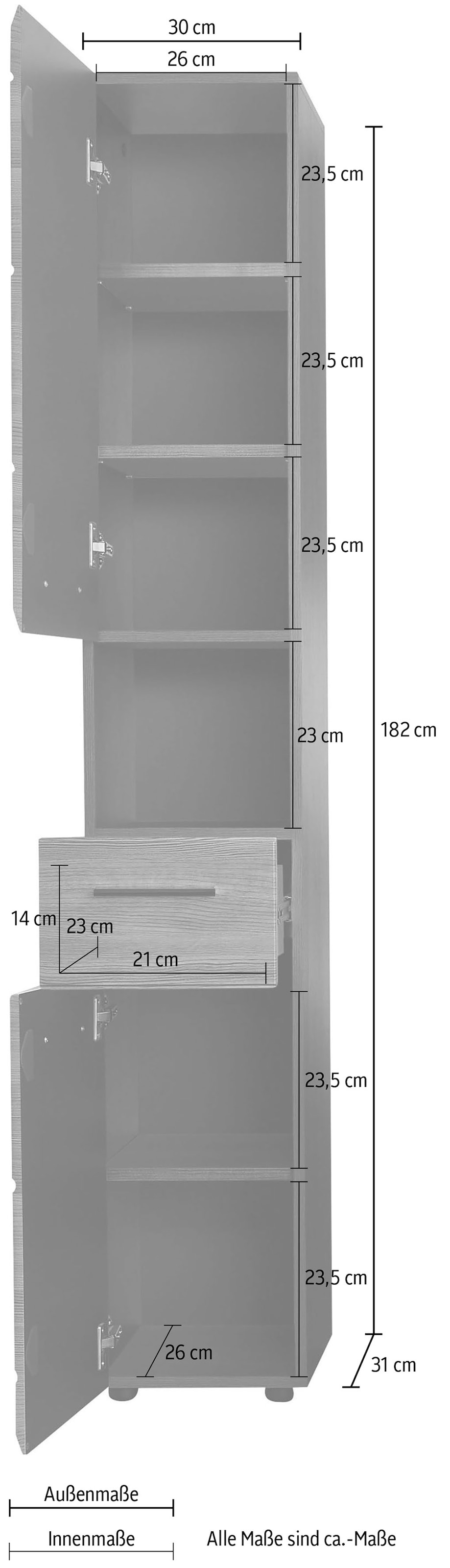 trendteam Hochschrank Hochglanz- versandkostenfrei cm, 182 oder auf Höhe Badezimmerschrank »Skin«, in Holzoptik