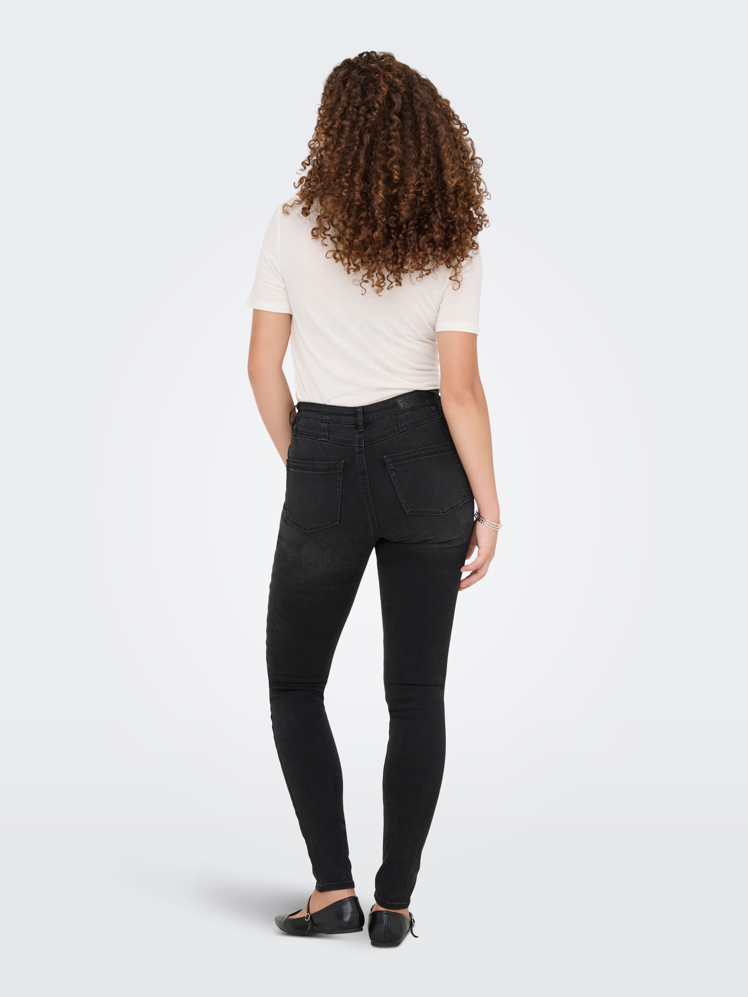 ONLY »ONLWAUW HW DOU BUT CUT SKINNY DNM EXT« Materialmix, skinny fit