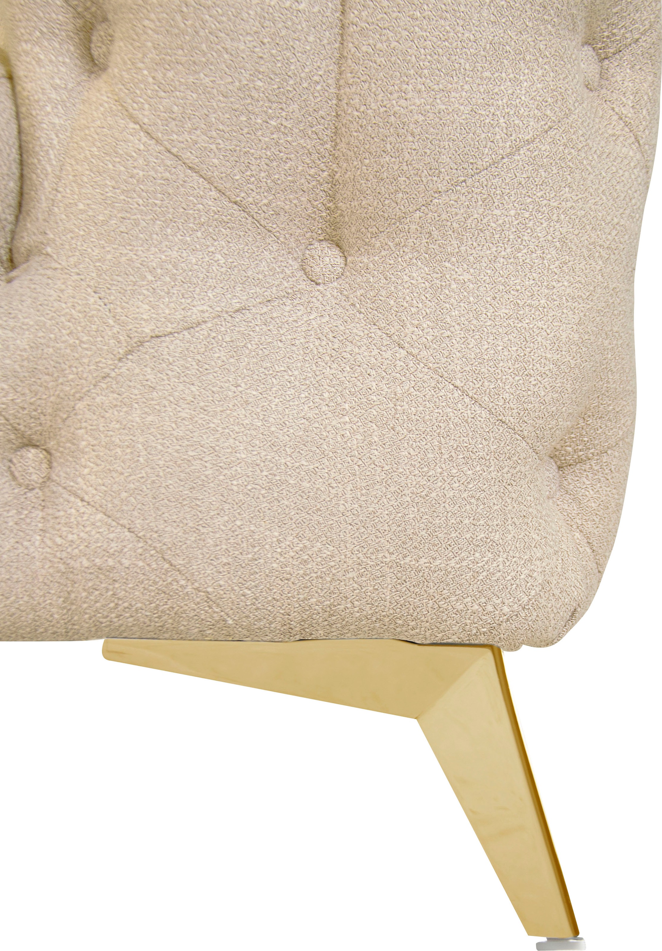 Leonique Chesterfield-Sofa »Ecksofa GLYNIS L-Form mit Wellenunterfederung, Masse B/T/H 264/204/75cm«, aufwändige Knopfheftung, moderne Chesterfield Optik, Fussfarbe wählbar