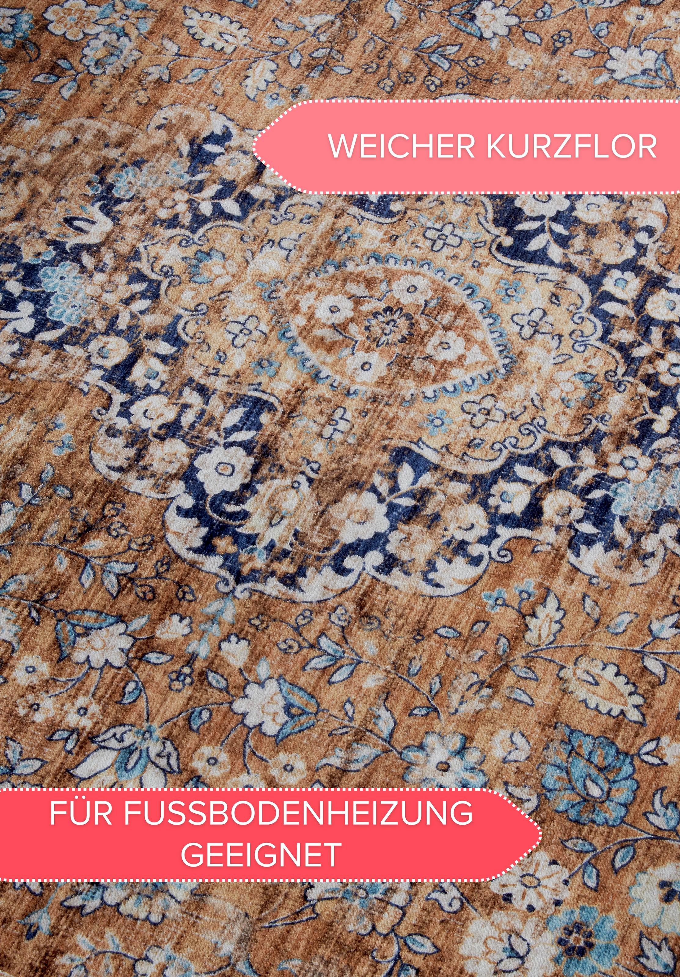 HANSE Home Teppich »Aurora«, rechteckig, 5 mm Höhe, Kurzflor, Anti Rutsch, Orient, Vintage, Klassisch, Wohnzimmer, Flur
