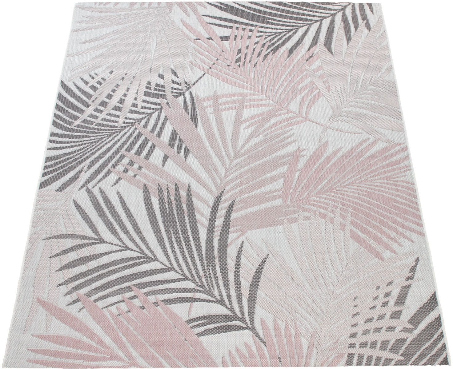 Image of Paco Home Teppich »Kuba 129«, rechteckig, 4 mm Höhe, Flachgewebe, Motiv Blätter, In- und Outdoor geeignet, Wohnzimmer bei Ackermann Versand Schweiz