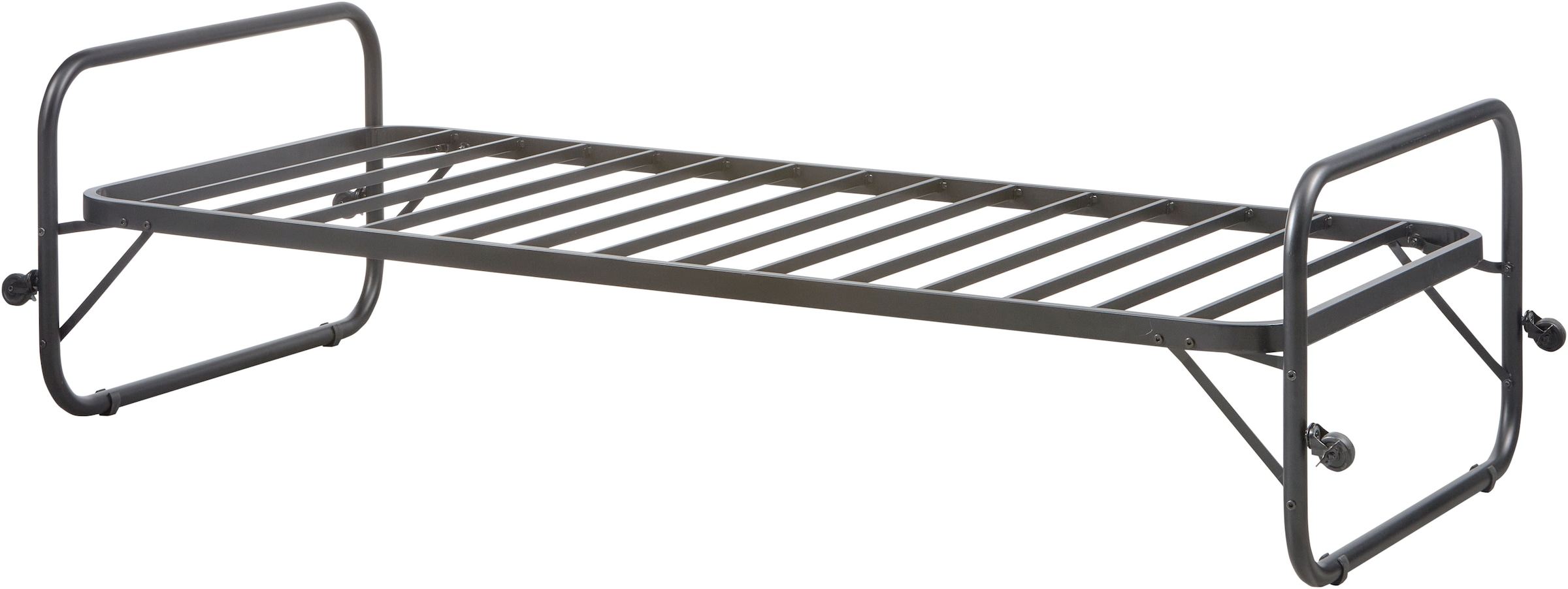 Image of WOOOD Bettgestell "Lucy Metallrahmen pulverbeschichtet zusammenklappbar, 206 x 96 x 57 cm" Eingeklappt 30 cm hoch, Tragkraft 150 kg, Matratzenmass 90x200 cm