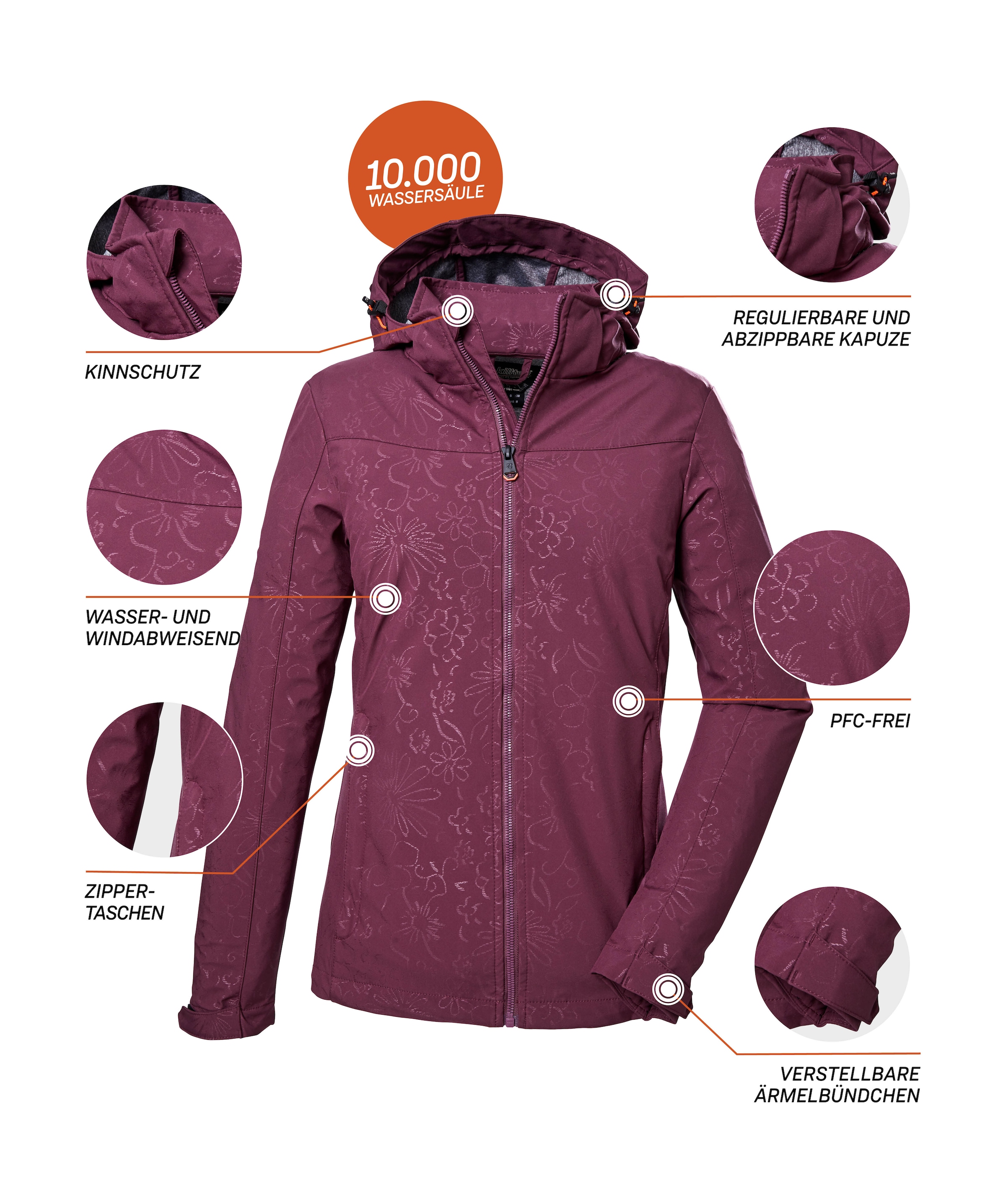 Killtec Softshelljacke »KOS 40 WMN SFTSHLL JCKT«, Wasserabweisende, atmungsaktive Damenjacke aus recyceltem Material