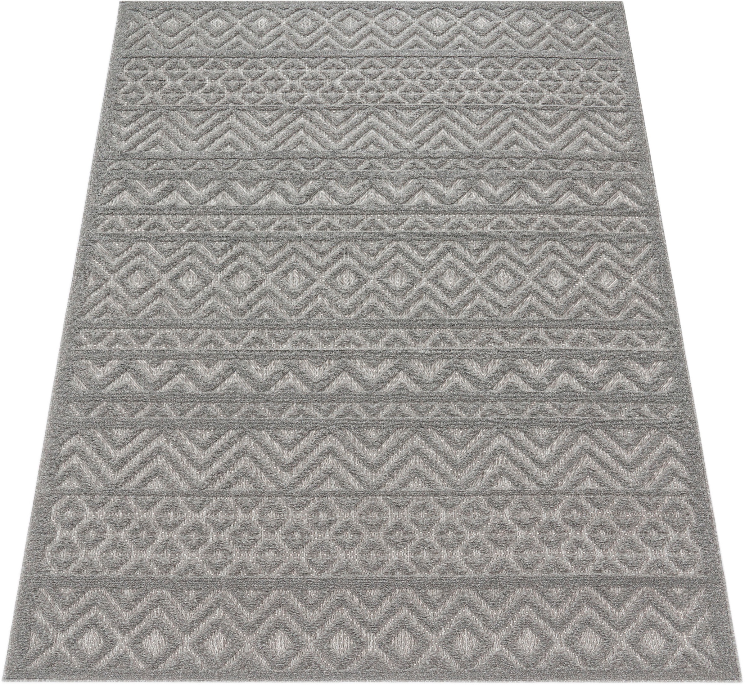 Paco Home Teppich »Livorno 673«, rechteckig, Uni-Farben, Scandi, Rauten  Muster, Hoch-Tief Effekt, Outdoor geeignet kaufen