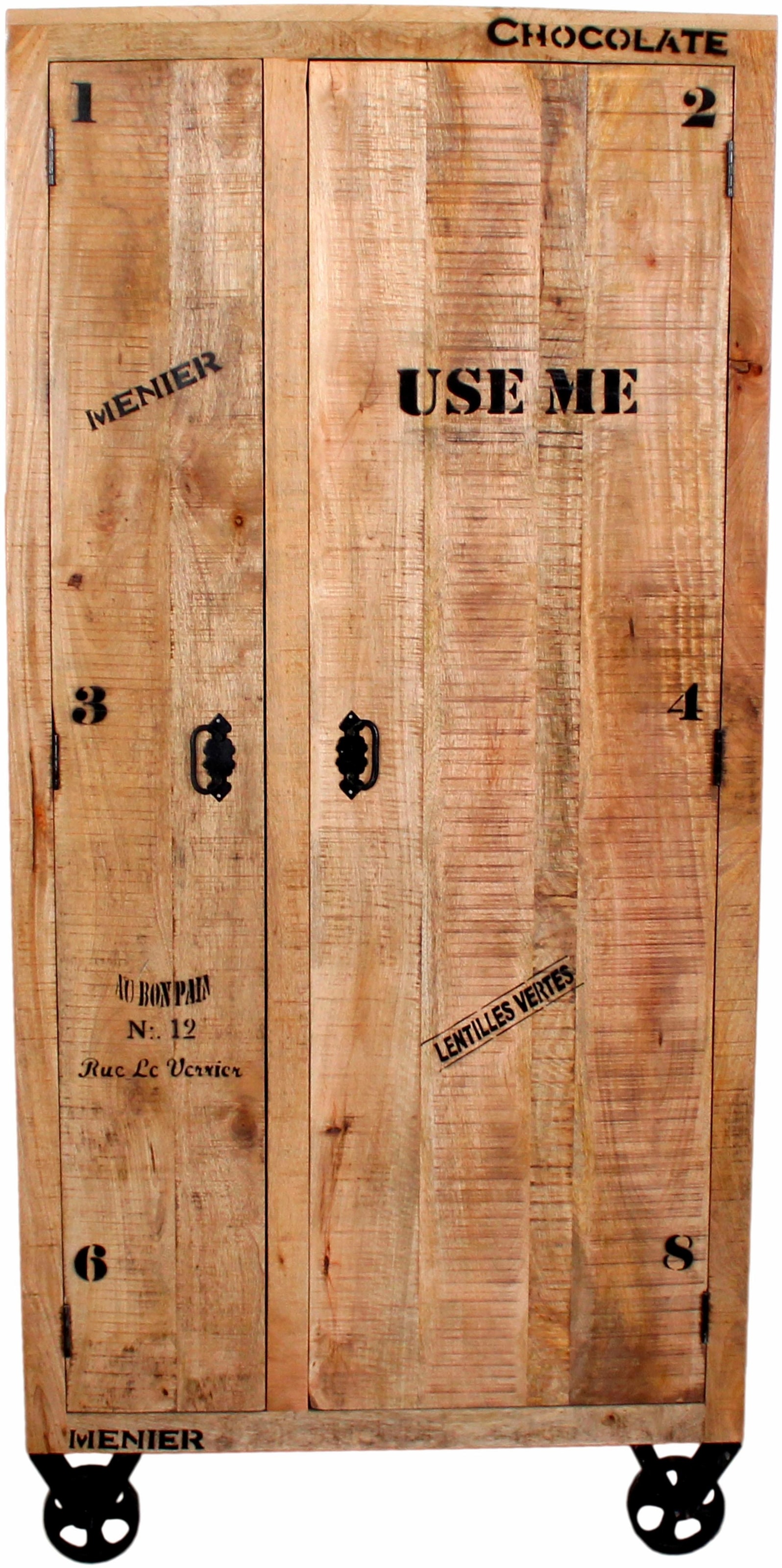 Image of SIT Garderobenschrank "Megève aus Mangoholz mit Rollen & Industrial-Look" Durchdachte Innenaufteilung mit Böden und Kleiderstange
