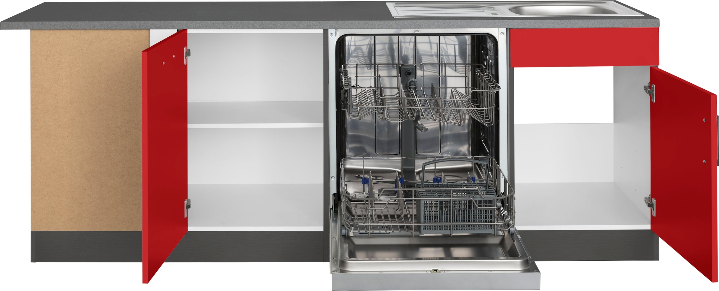 KOCHSTATION Kitchenette »KS-Paris â€“ Küchen mit einzigartigen Fotomotiven auf den Fronten« largeur réglable 290/220 cm, au choix avec appareils électriques et induction