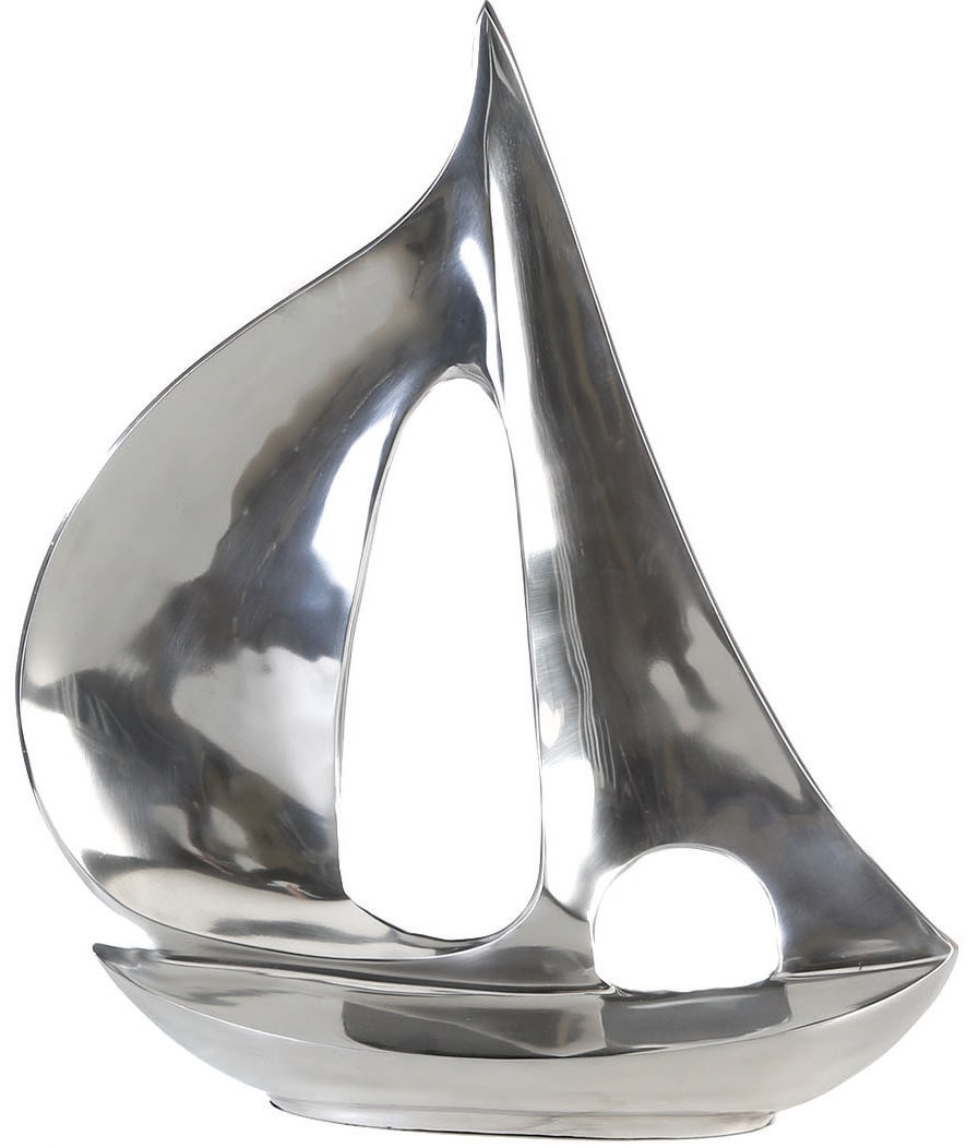 Image of GILDE Dekoobjekt "Skulptur Segel-Boot, silber" aus Metall, maritim, in 2 Grössen erhältlich, Wohnzimmer