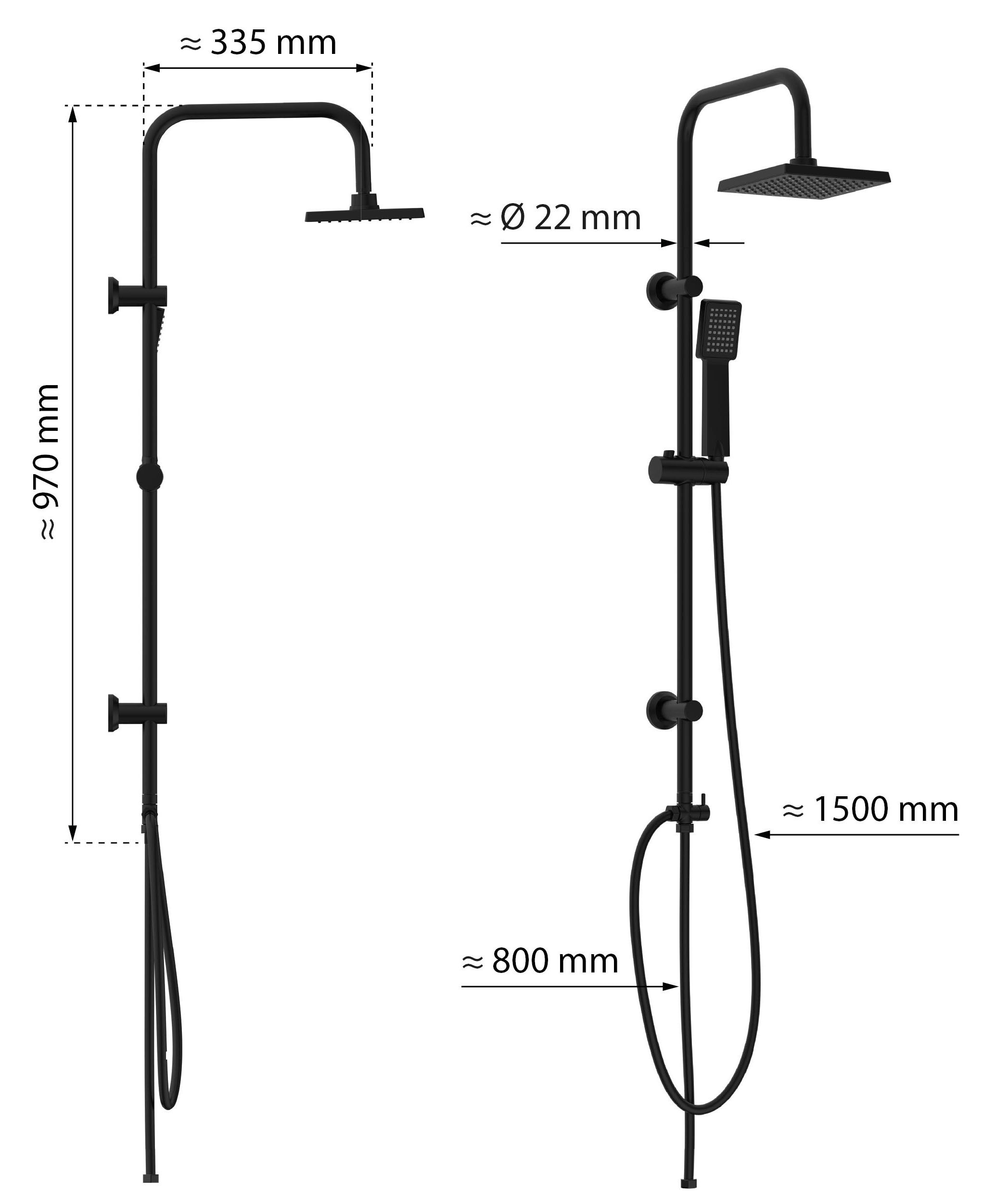 Eisl Garniture de douche »EASY ENERGY« 1 cuis tlg. Hauteur réglable / picots anti-calcaire / acier inoxydable