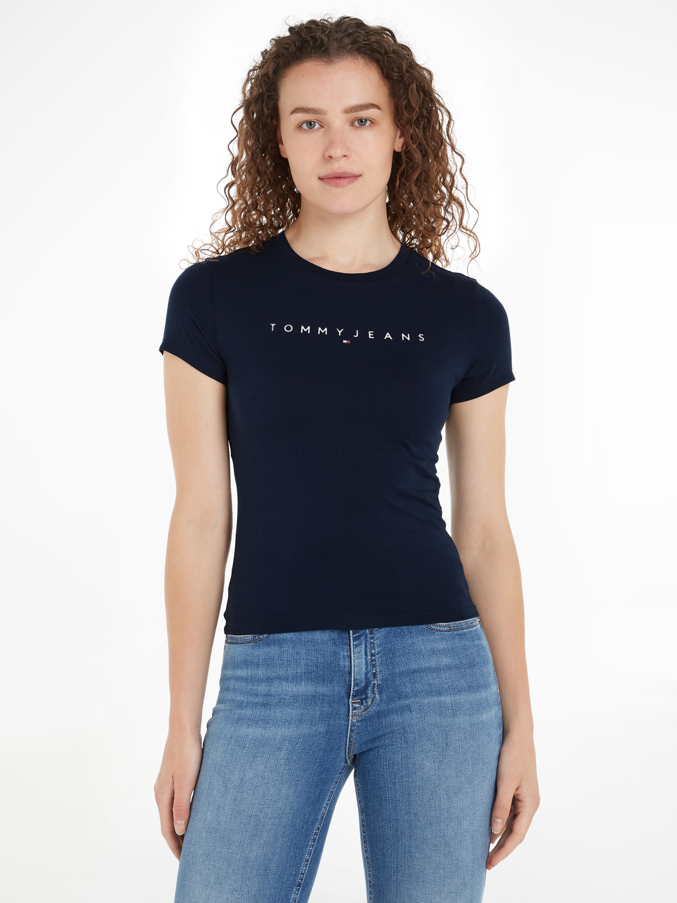 Kurzarmshirt »TJW SLIM LINEAR TEE EXT«, mit Tommy Jeans Linear Logo-Schriftzug