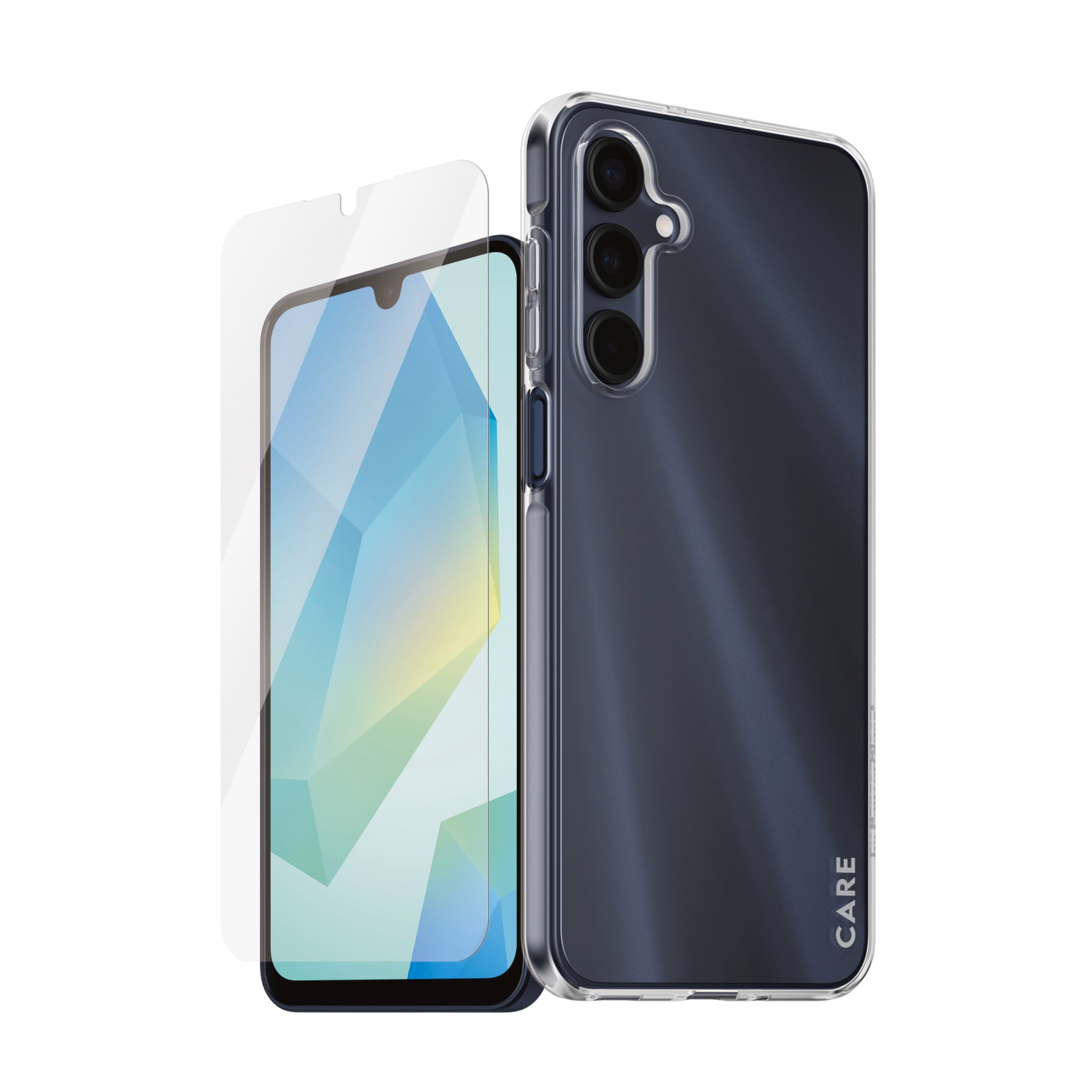 CARE by PanzerGlass Displayschutzglas »2-in-1 Protection Screen Protector + SLIM X-RAY Case«, für Samsung Galaxy A16-Samsung Galaxy A16 5G, Displayschutzfolie, Schutzfolie, Bildschirmschutz, kratz- & stossfest
