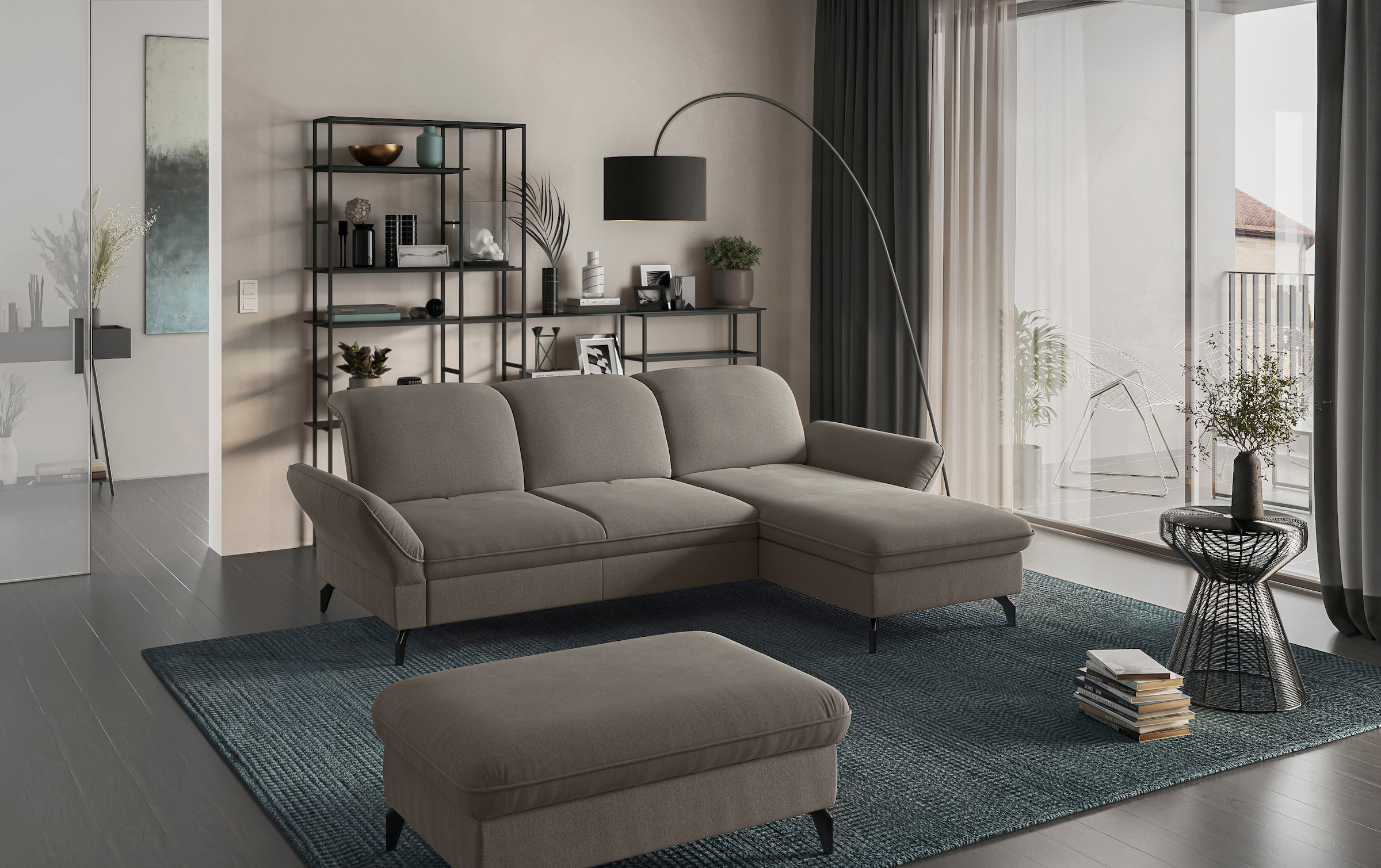 sit&more Polsterhocker »Leandro« mit schwarzen Metallfüssen